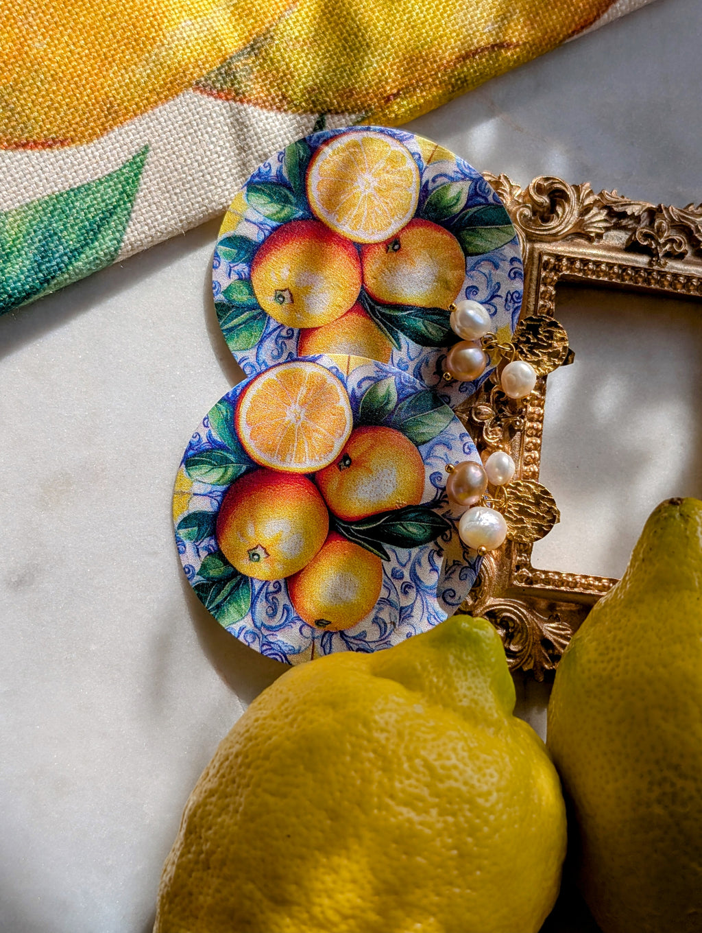 Luce di Amalfi – „Das Licht von Amalfi“ - Ohrringe aus Perlmutt mit Zitronenmuster