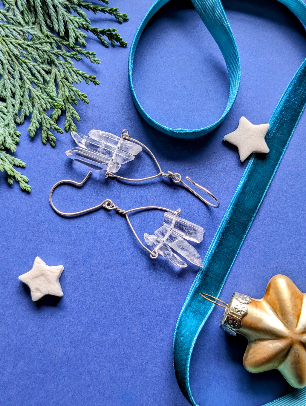 Firn Glacier - Ohrhänger mit Eiszapfen aus Quarzsplittern