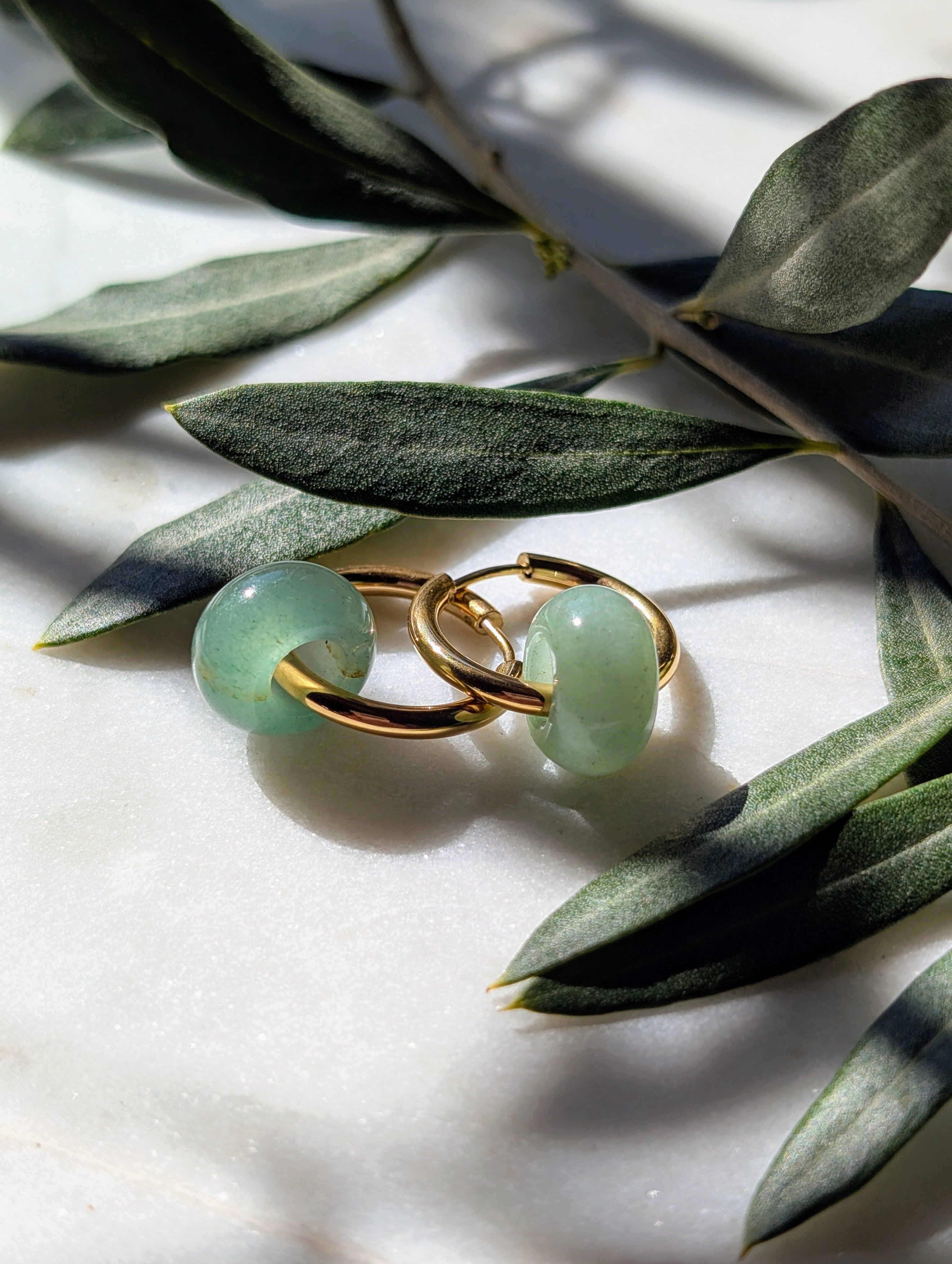 Creolen mit Edelstein Loop - Aventurin