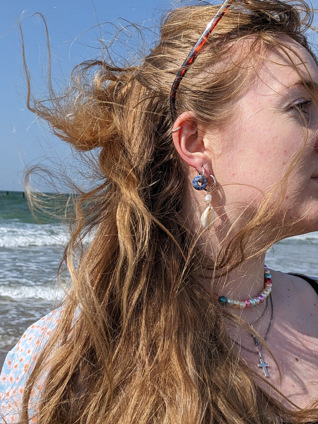 Creolen mit Edelstein Loop - Sodalith