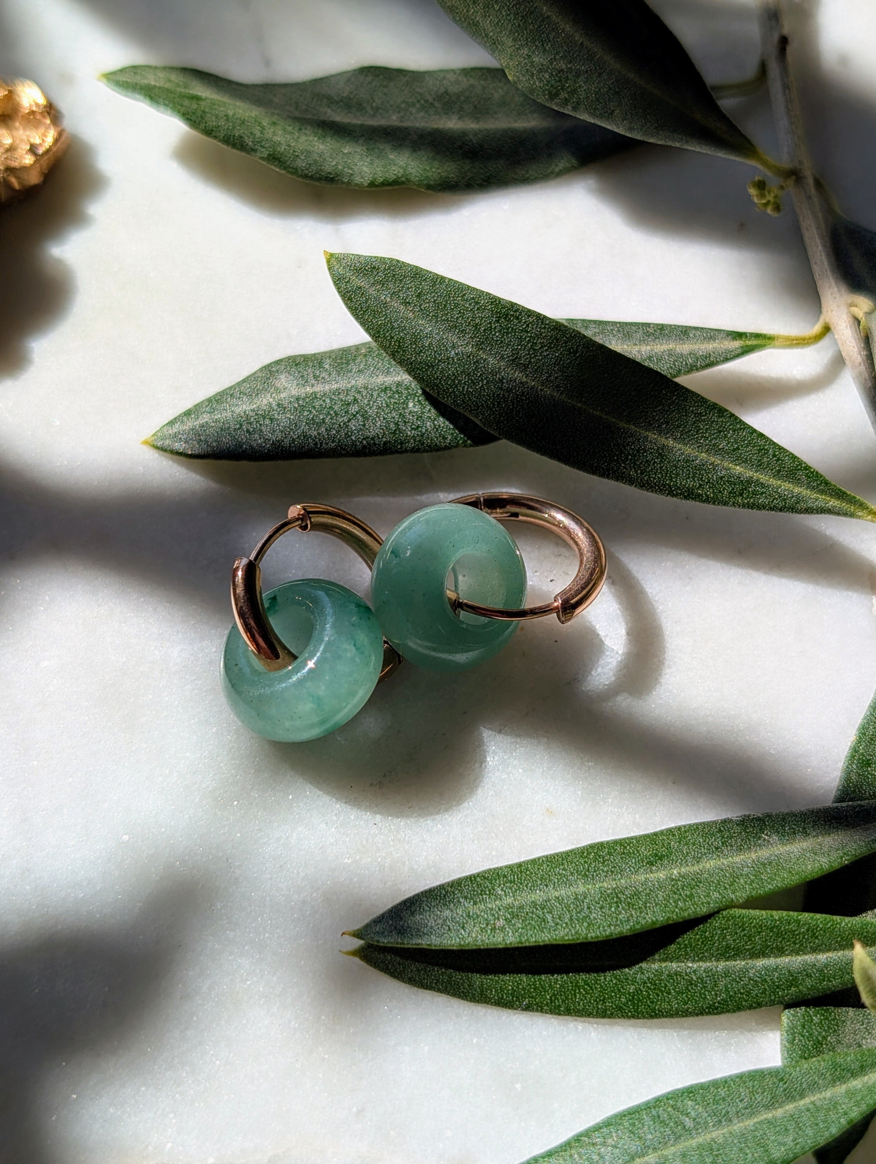 Creolen mit Edelstein Loop - Aventurin