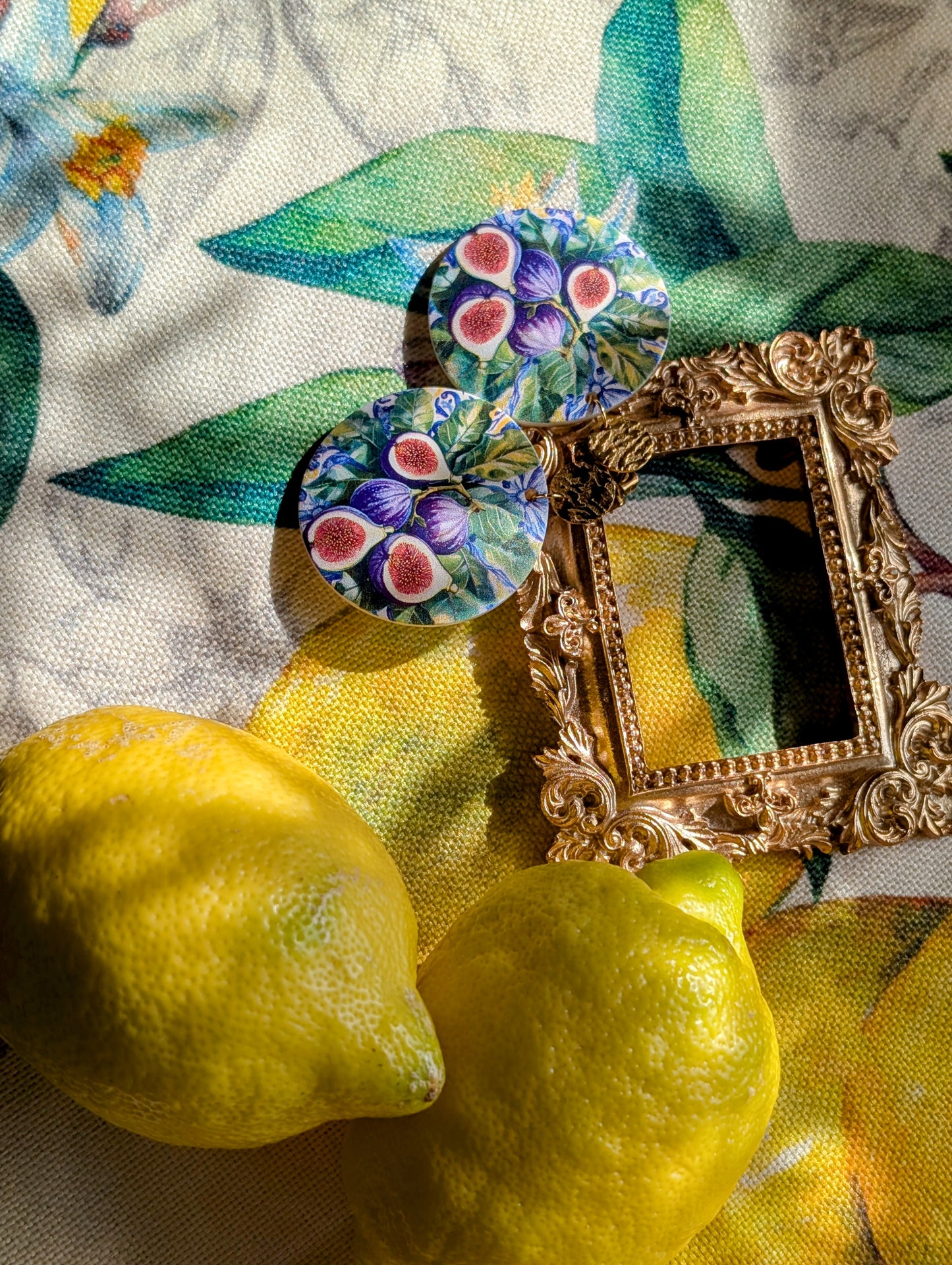 Profumo di fichi - Ohrringe aus Perlmutt mit Feigenmuster