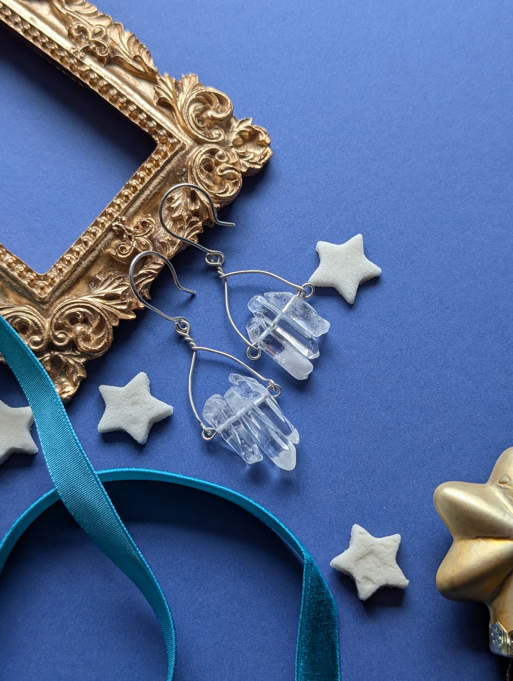 Firn Glacier - Ohrhänger mit Eiszapfen aus Quarzsplittern