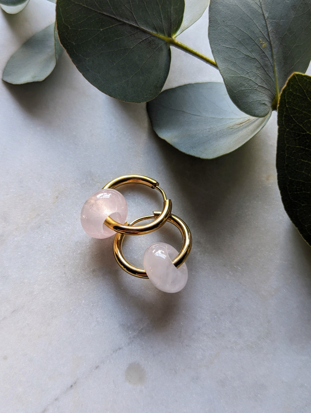 Creolen mit Edelstein Loop - Rosenquarz