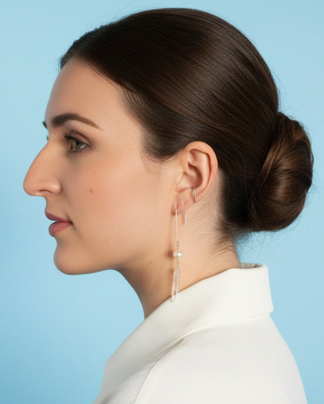 Istapp Pearl - Ohrhänger mit Quarz und  Perle