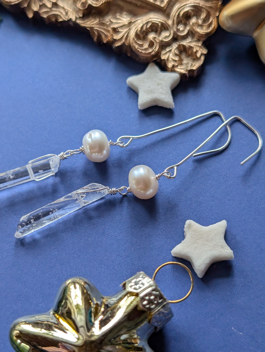 Istapp Pearl - Ohrhänger mit Quarz und  Perle