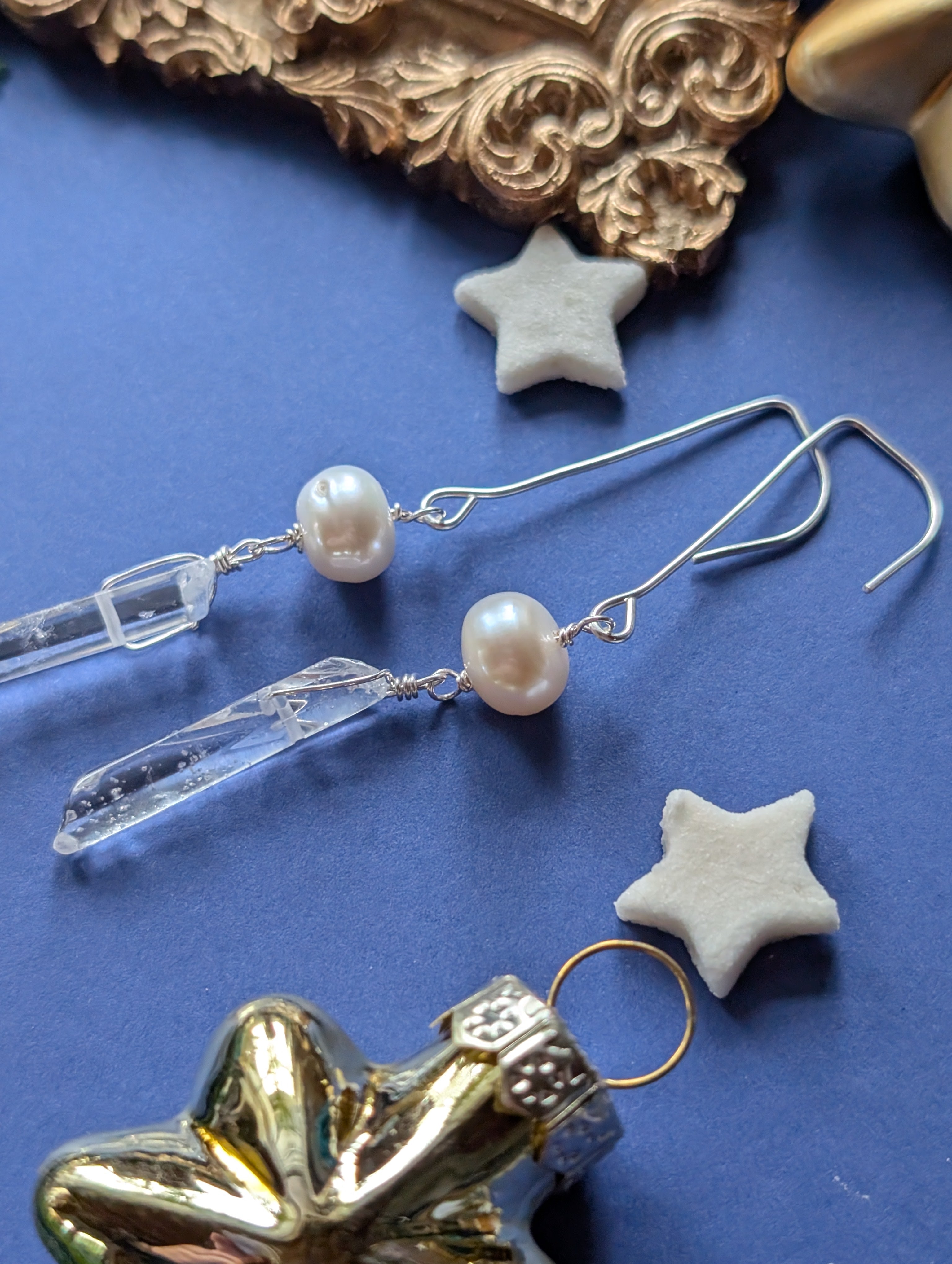 Istapp Pearl - Ohrhänger mit Quarz und  Perle