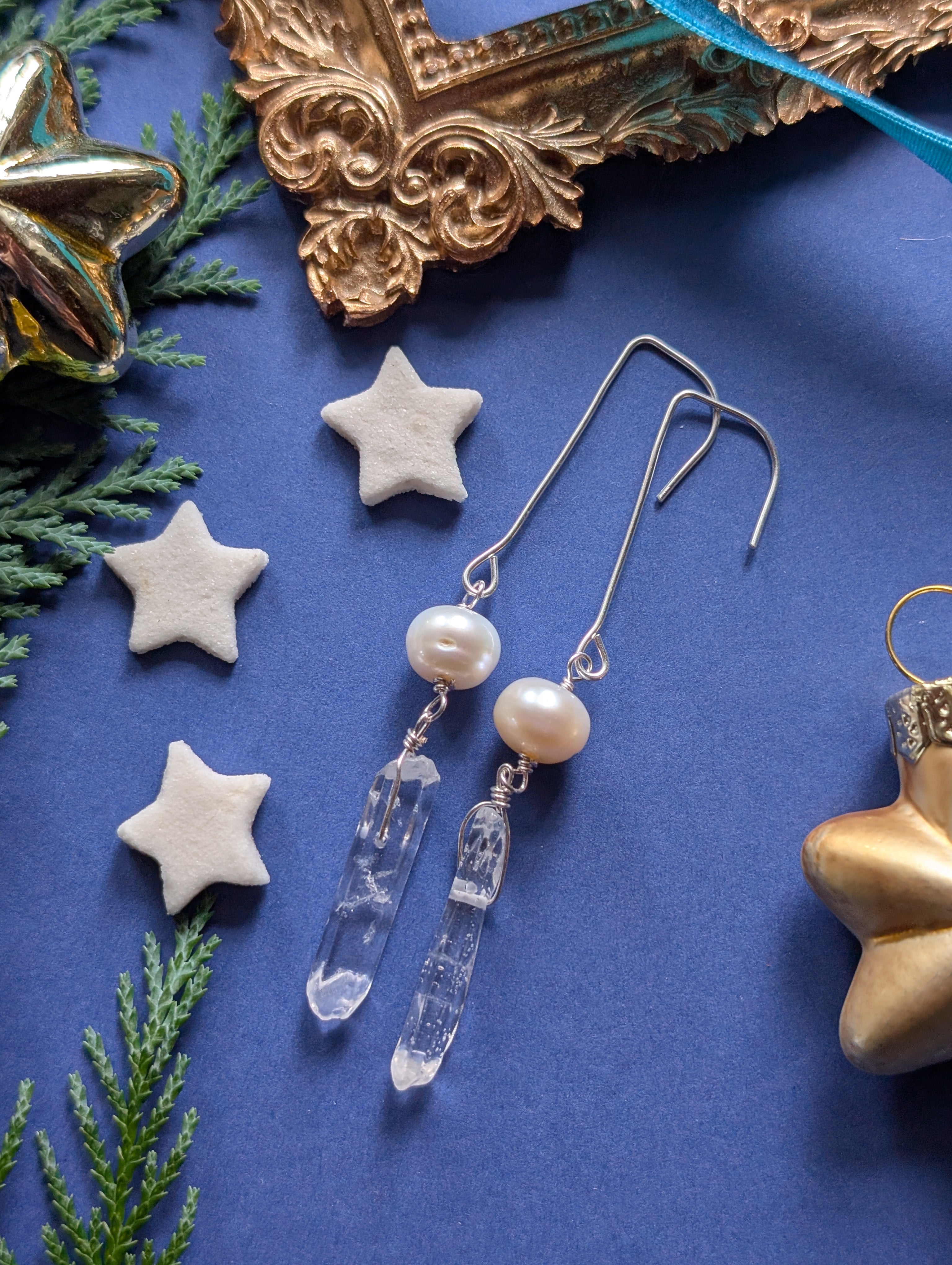 Istapp Pearl - Ohrhänger mit Quarz und  Perle