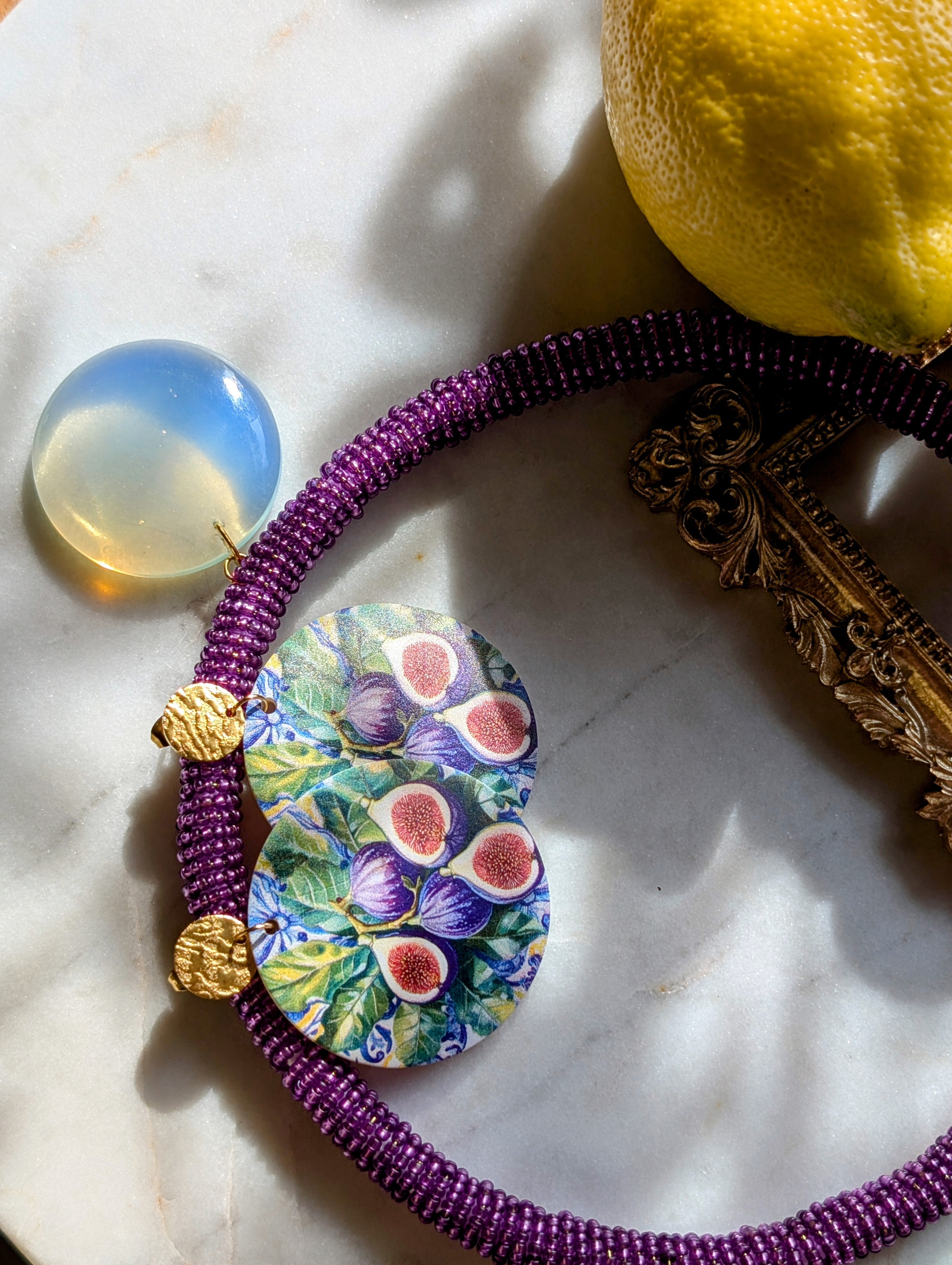 Profumo di fichi - Ohrringe aus Perlmutt mit Feigenmuster