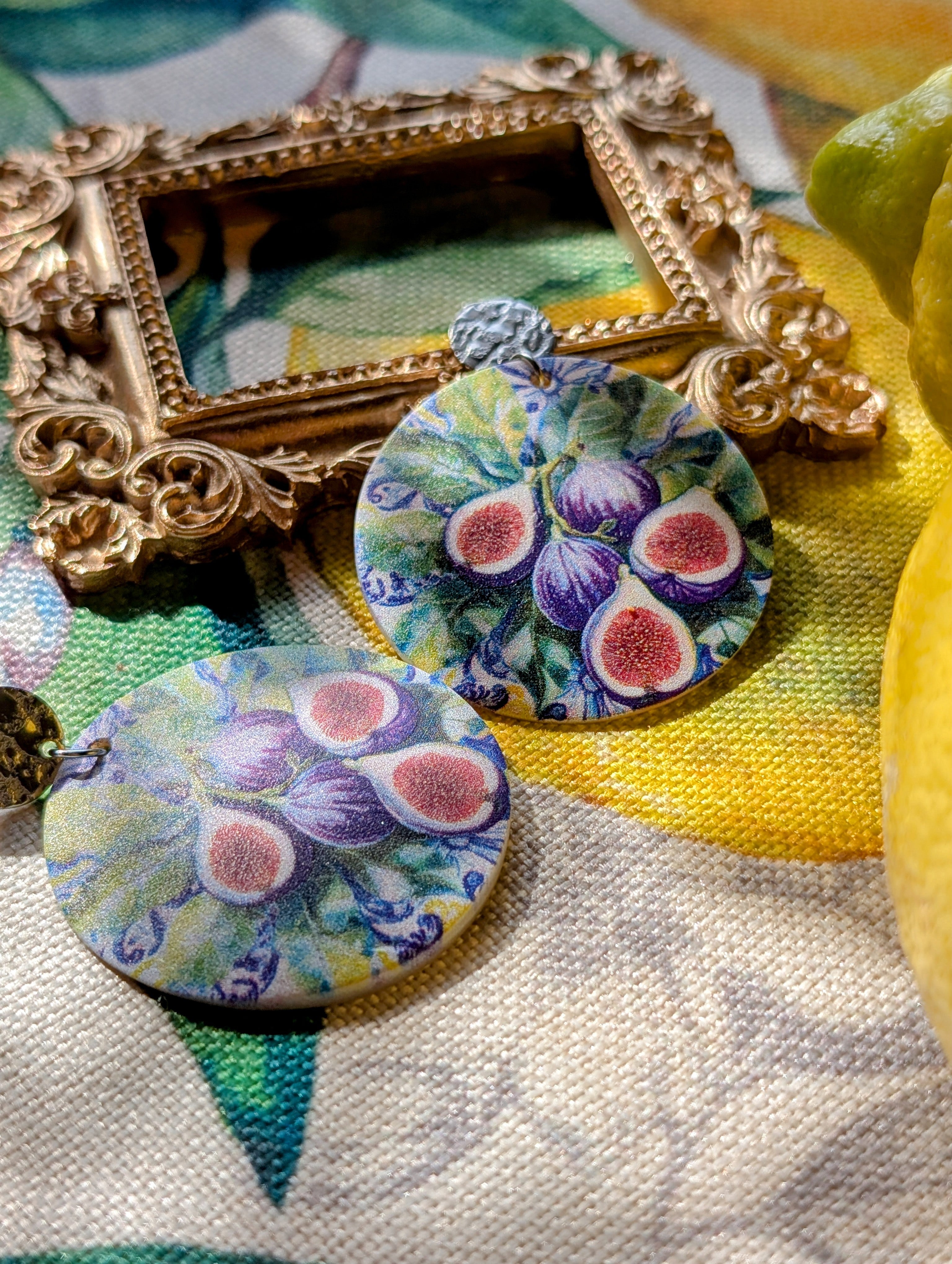 Profumo di fichi - Ohrringe aus Perlmutt mit Feigenmuster