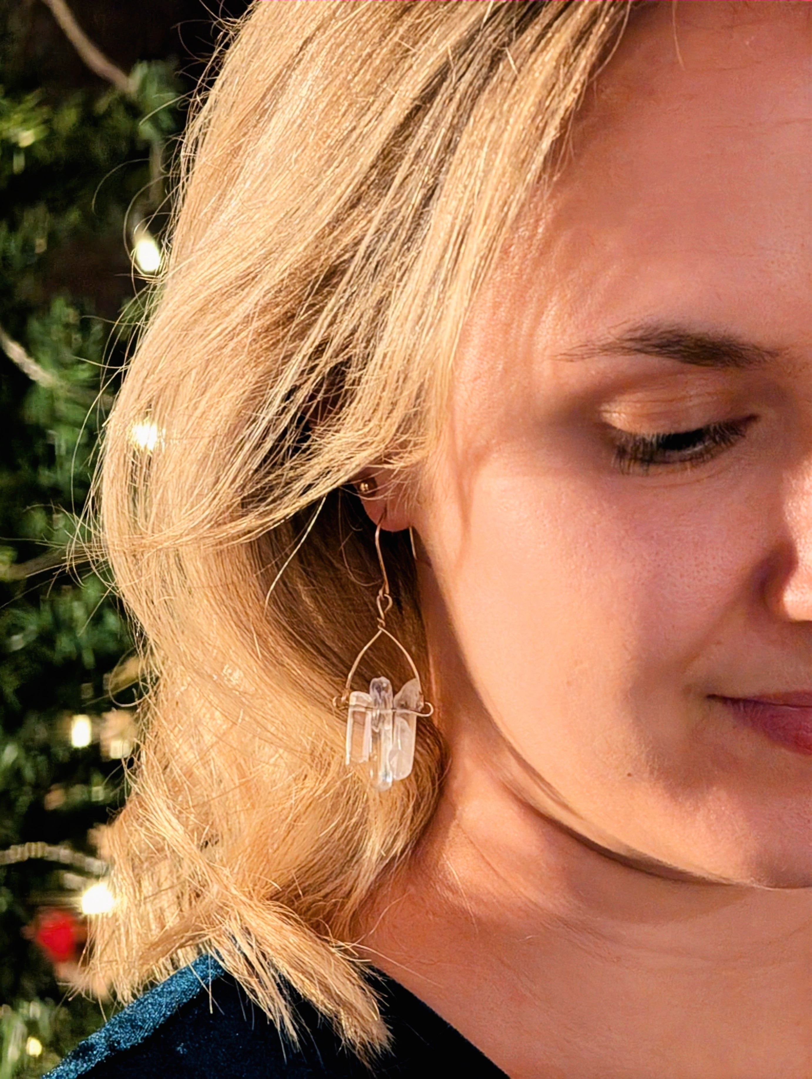 Firn Glacier - Ohrhänger mit Eiszapfen aus Quarzsplittern