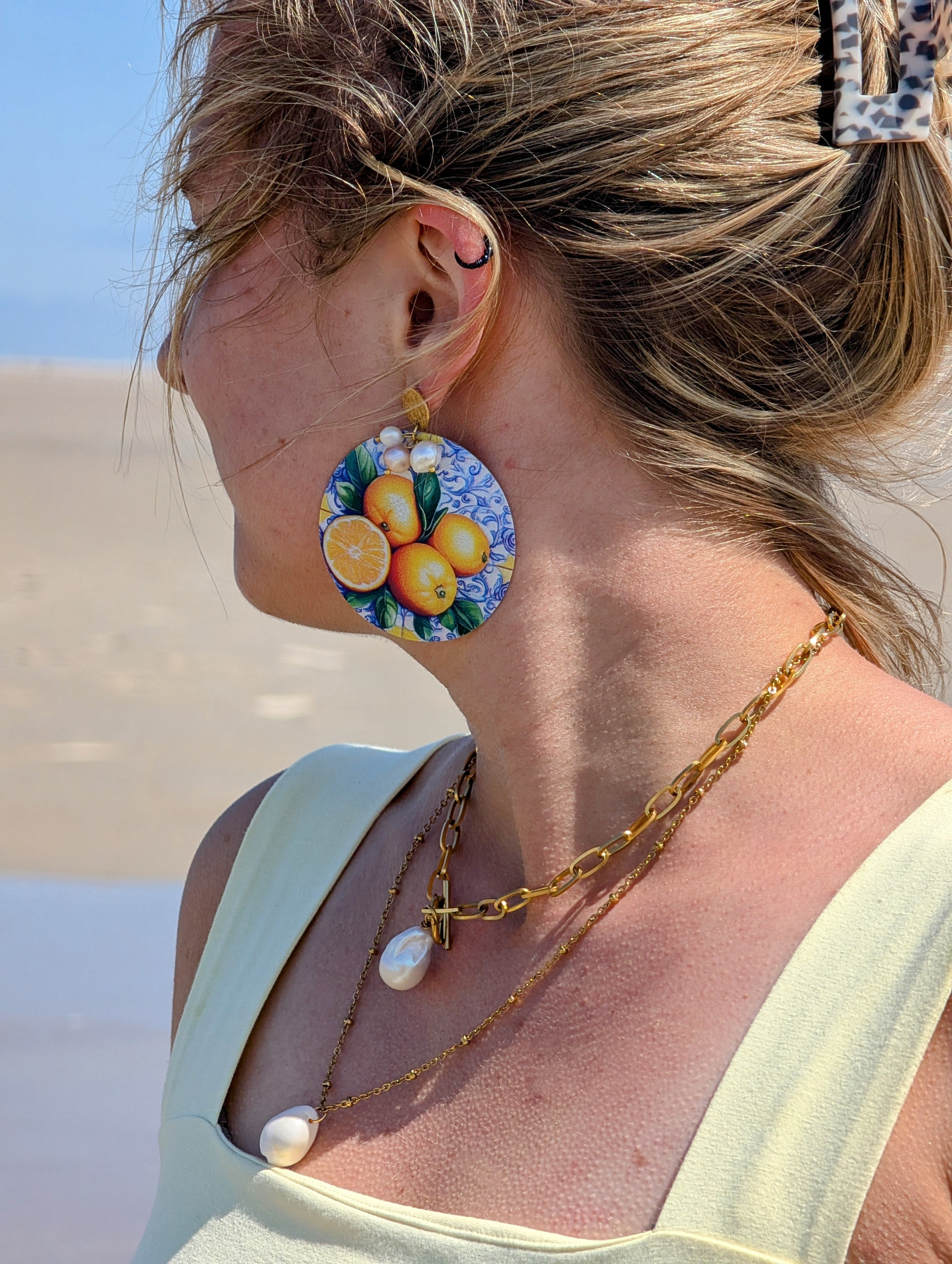 Luce di Amalfi – „Das Licht von Amalfi“ - Ohrringe aus Perlmutt mit Zitronenmuster