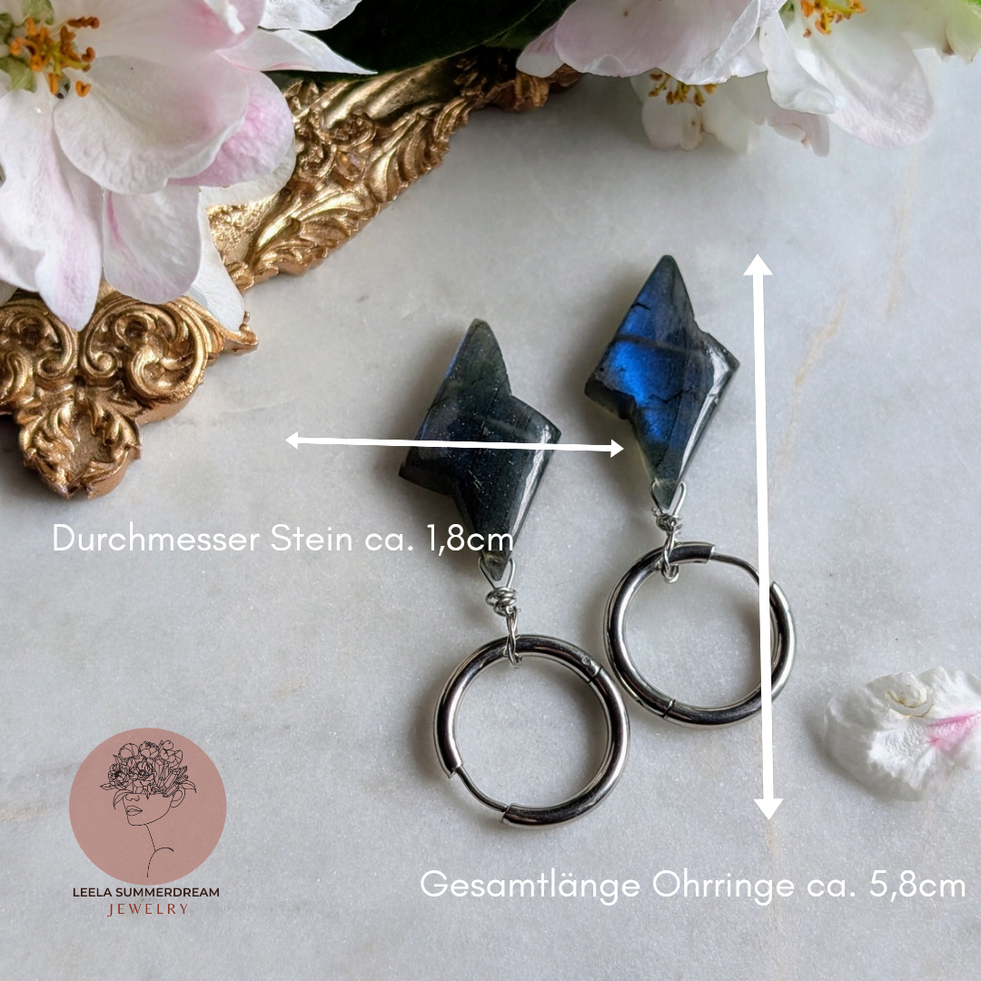 Creolen "Dash" mit Blitz aus blauem Labradorit