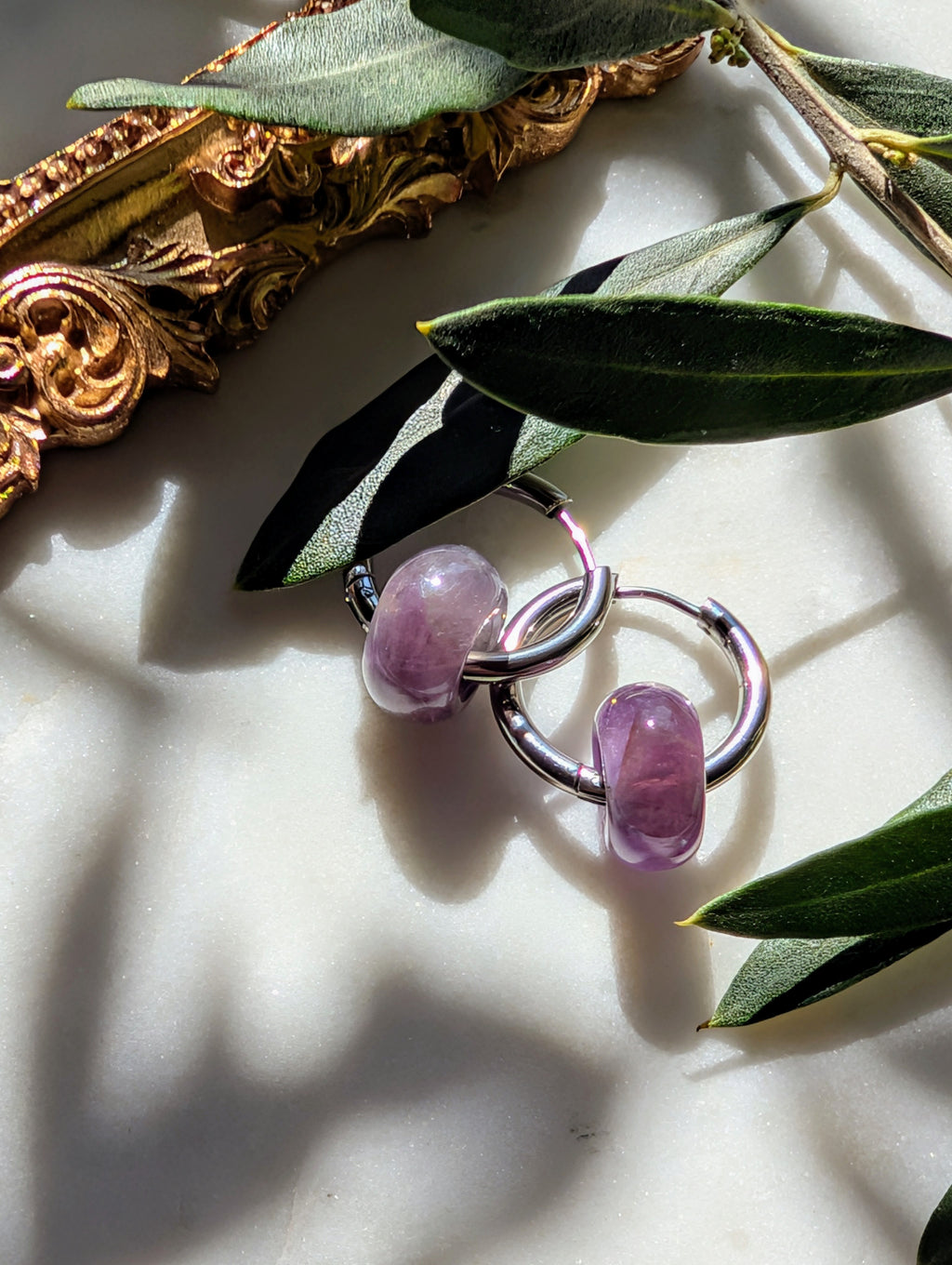 Creolen mit Edelstein Loop - Amethyst