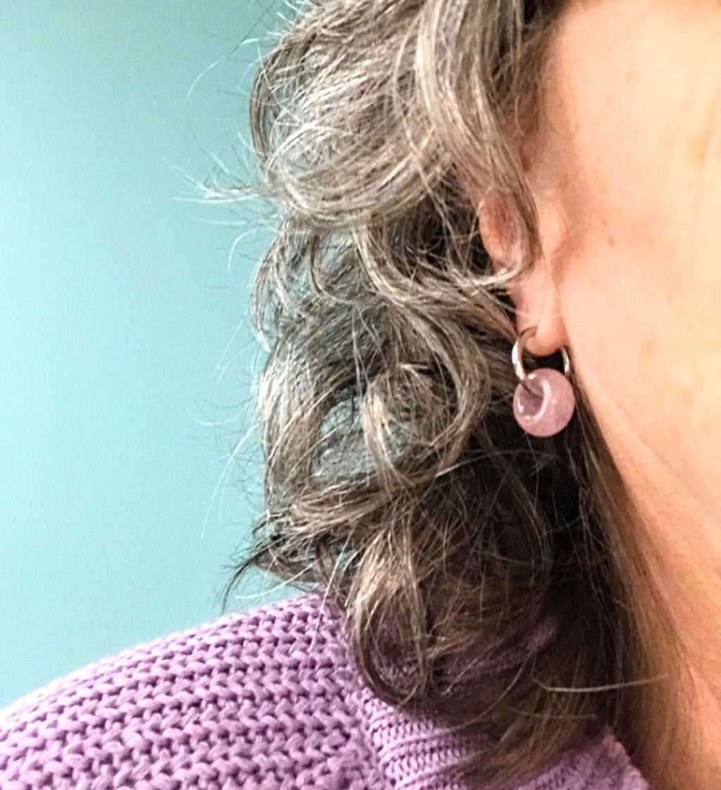 Creolen mit Edelstein Loop - Rosenquarz