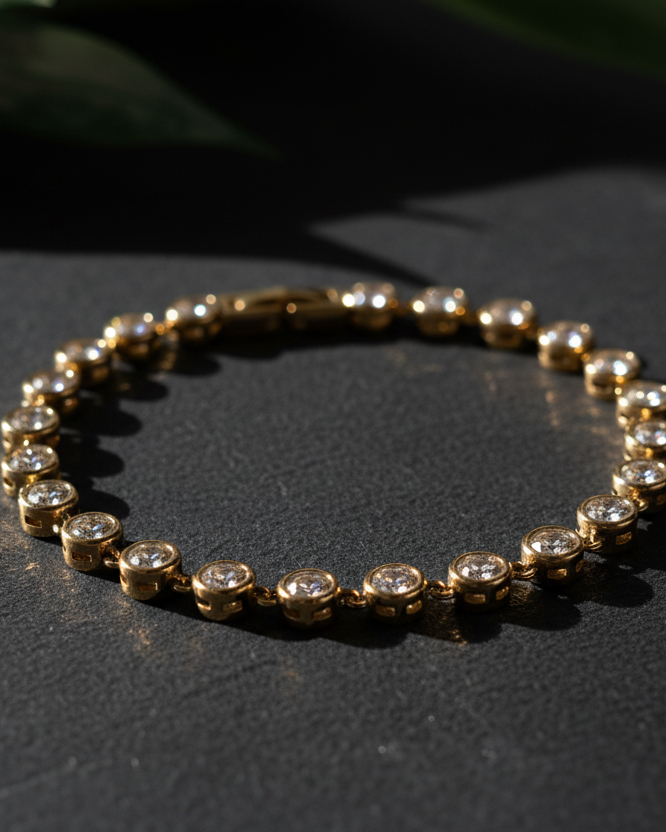 Tennisarmband "Match-Point" - Tennisarmband aus Edelstahl und Zirkonia