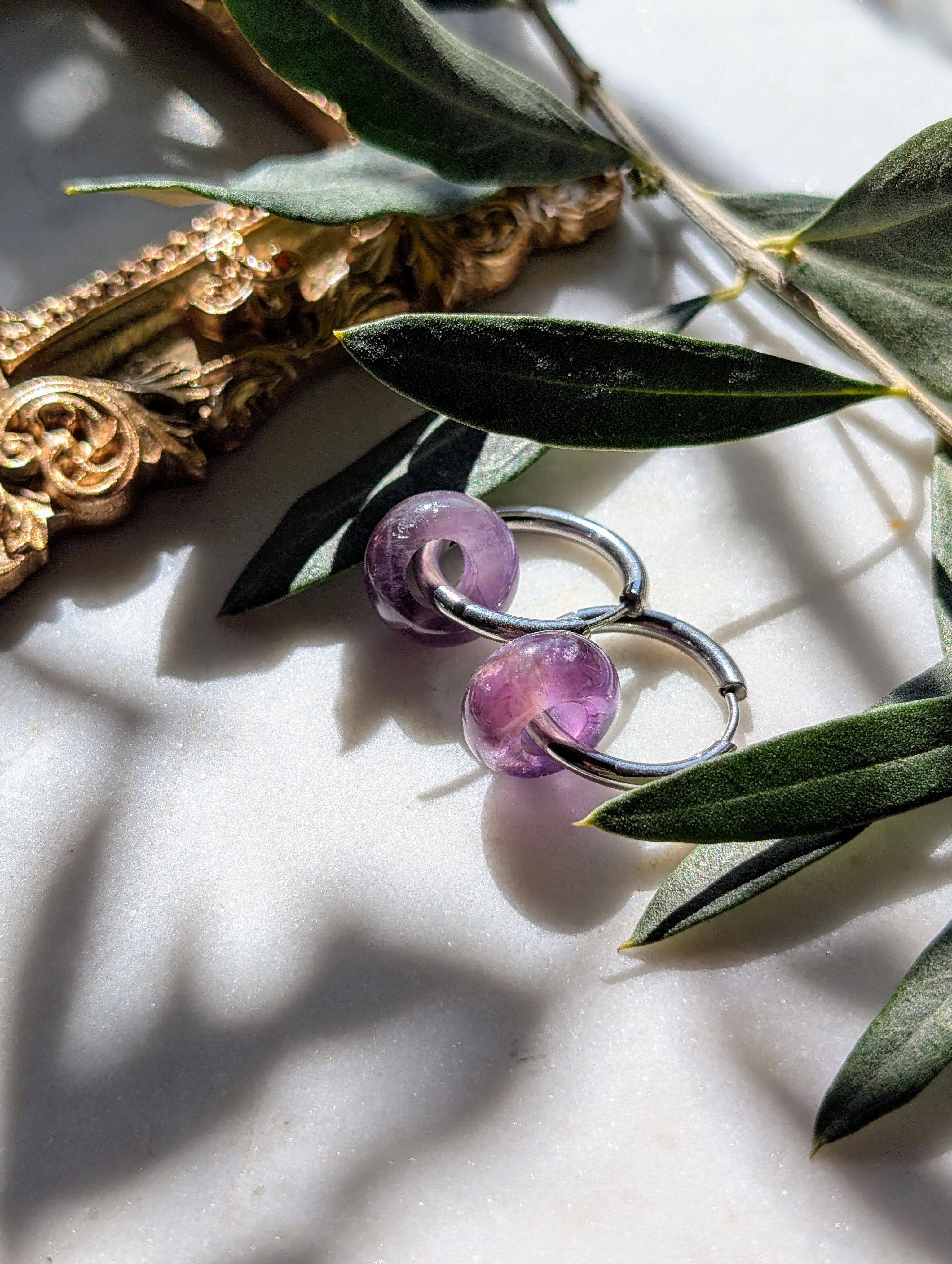 Creolen mit Edelstein Loop - Amethyst