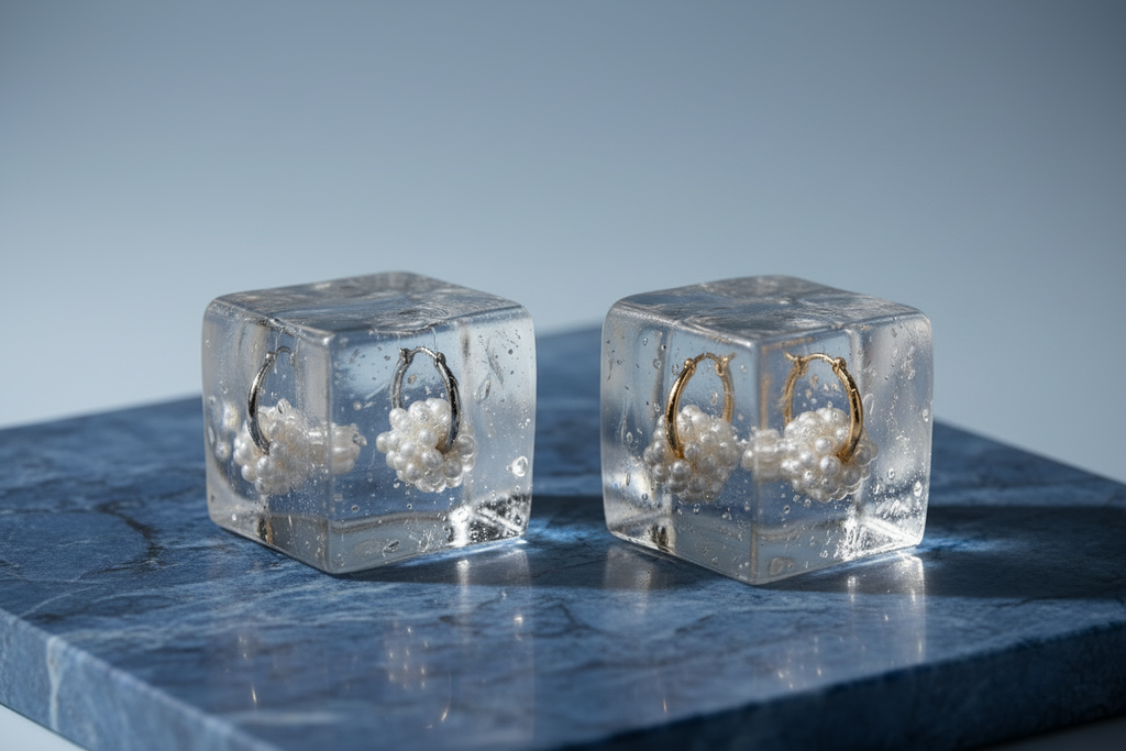 Schneeball Creolen "Minis" - Edelstahl Creolen mit Ball aus Süßwasserperlen