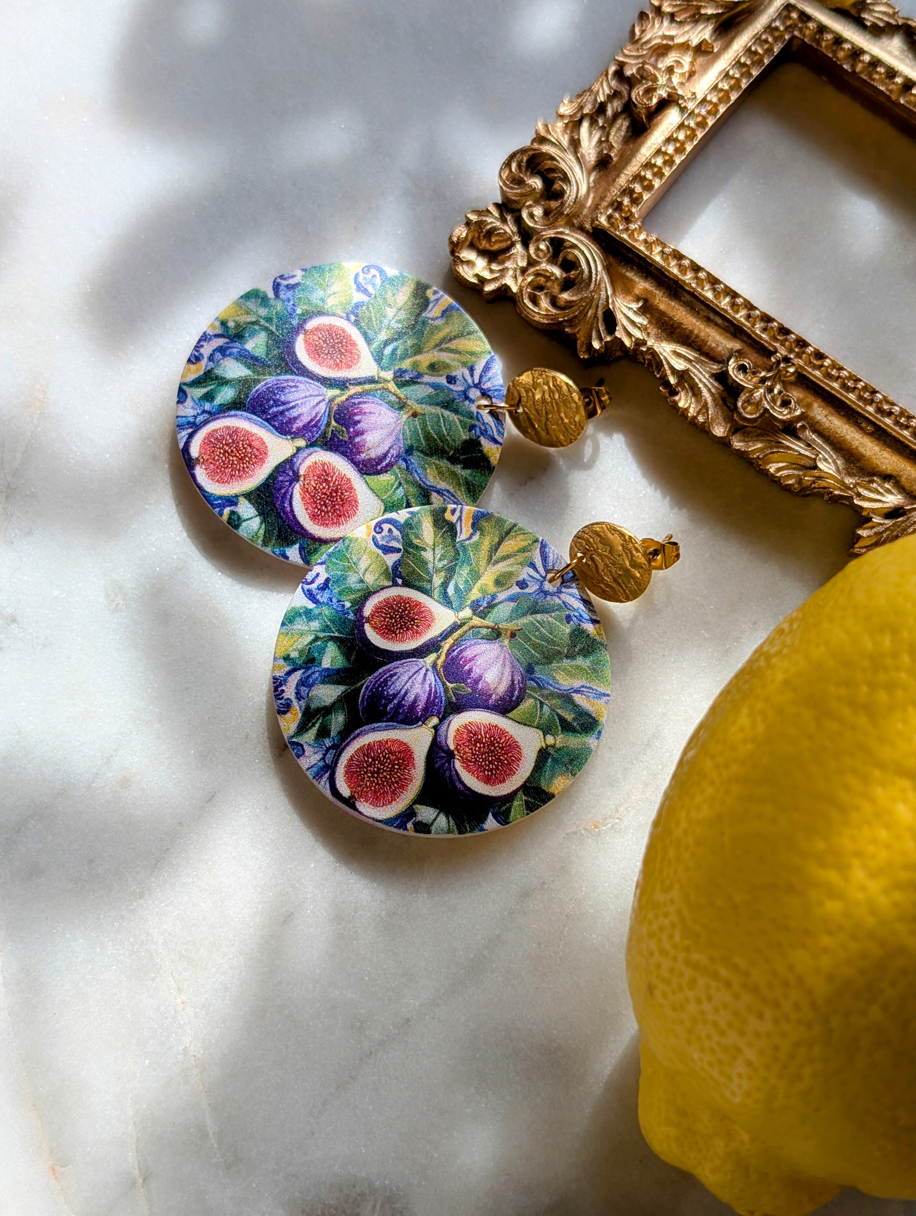 Profumo di fichi - Ohrringe aus Perlmutt mit Feigenmuster