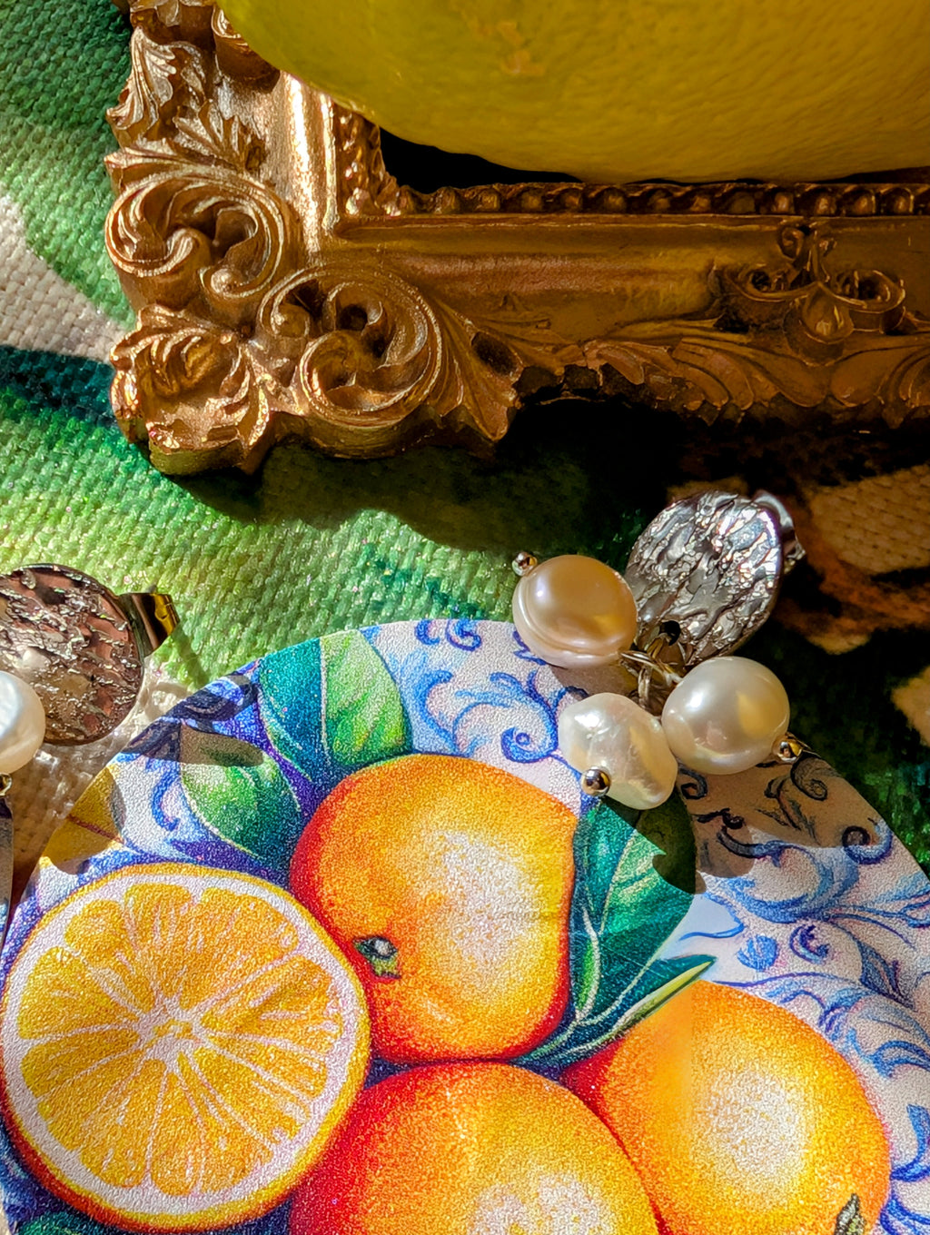 Luce di Amalfi – „Das Licht von Amalfi“ - Ohrringe aus Perlmutt mit Zitronenmuster