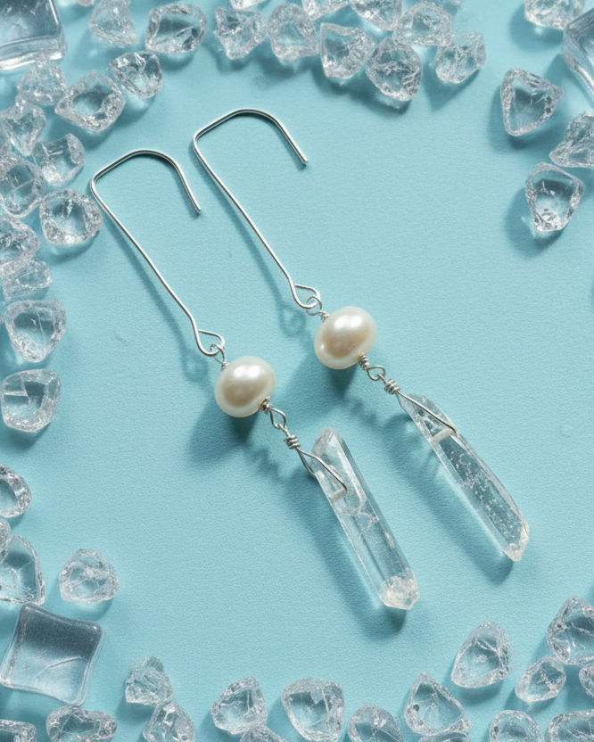 Istapp Pearl - Ohrhänger mit Quarz und  Perle