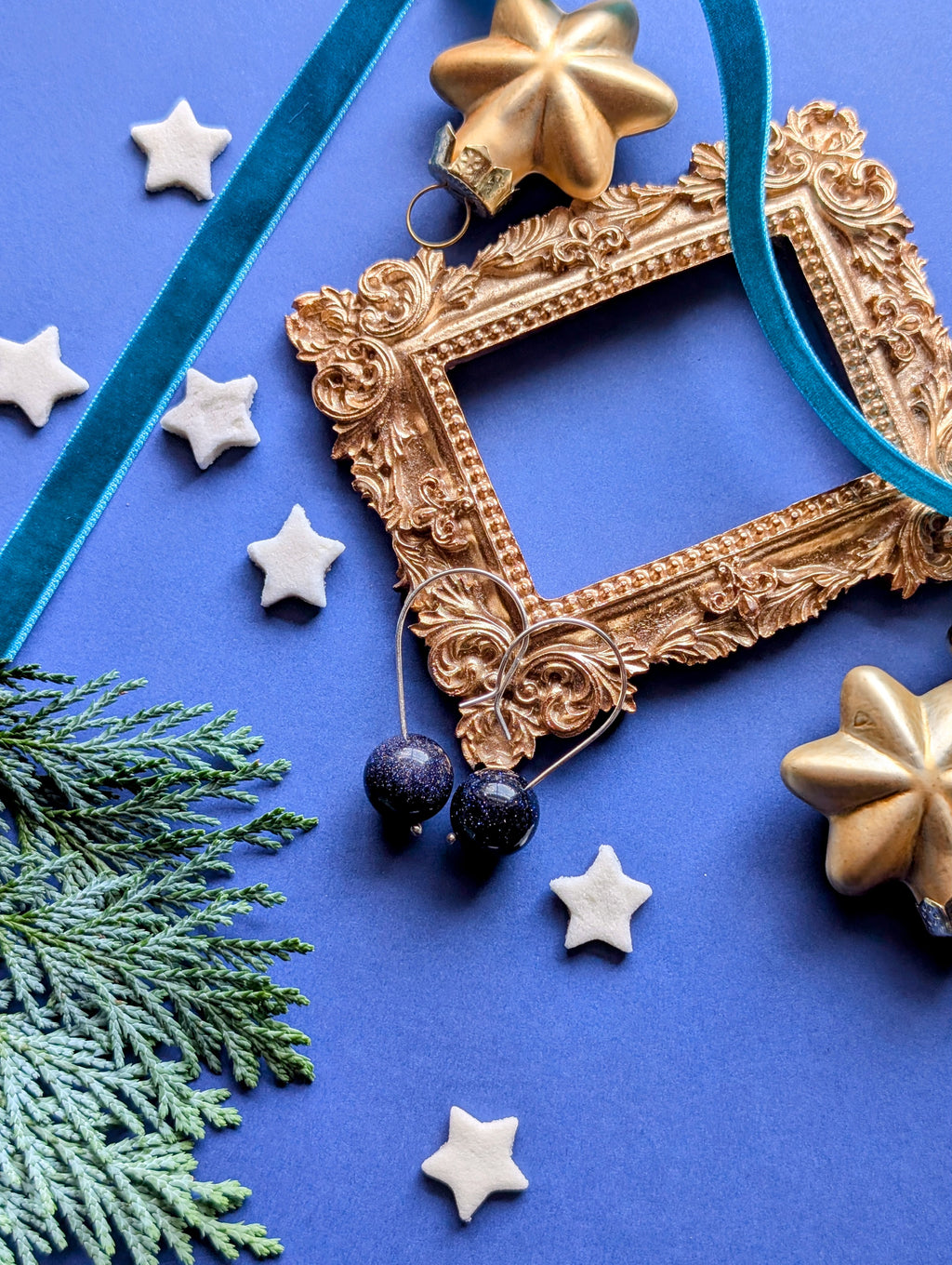 Nachtfunkeln Ohrhänger | Silber & Blaufluss