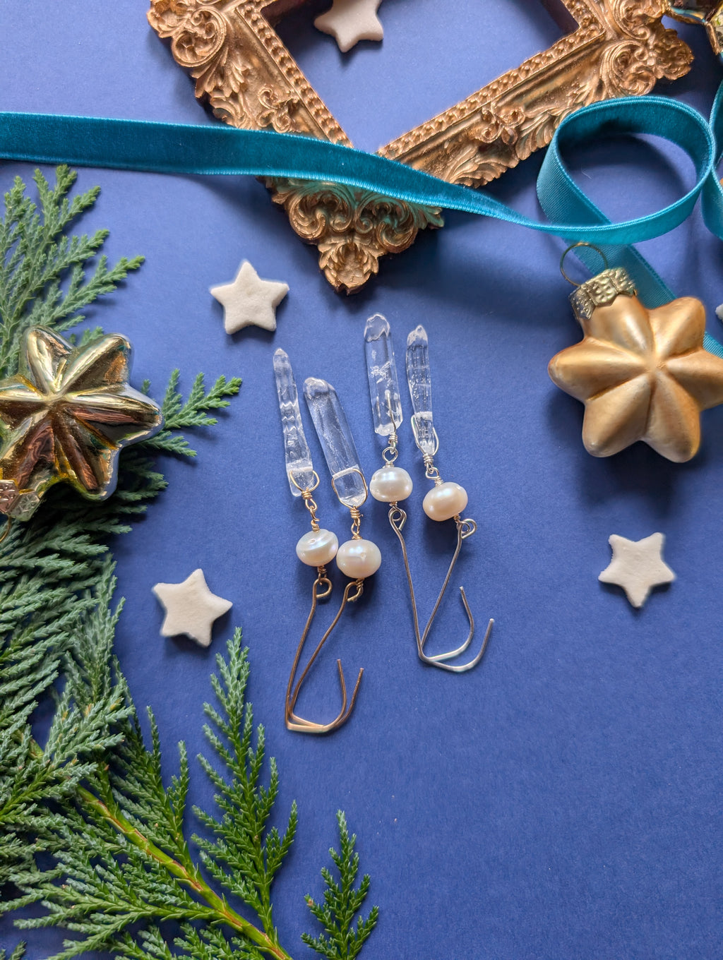 Istapp Pearl - Ohrhänger mit Quarz und  Perle