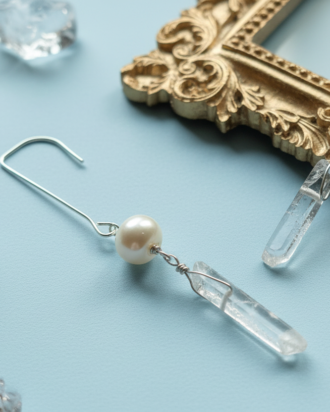 Istapp Pearl - Ohrhänger mit Quarz und  Perle