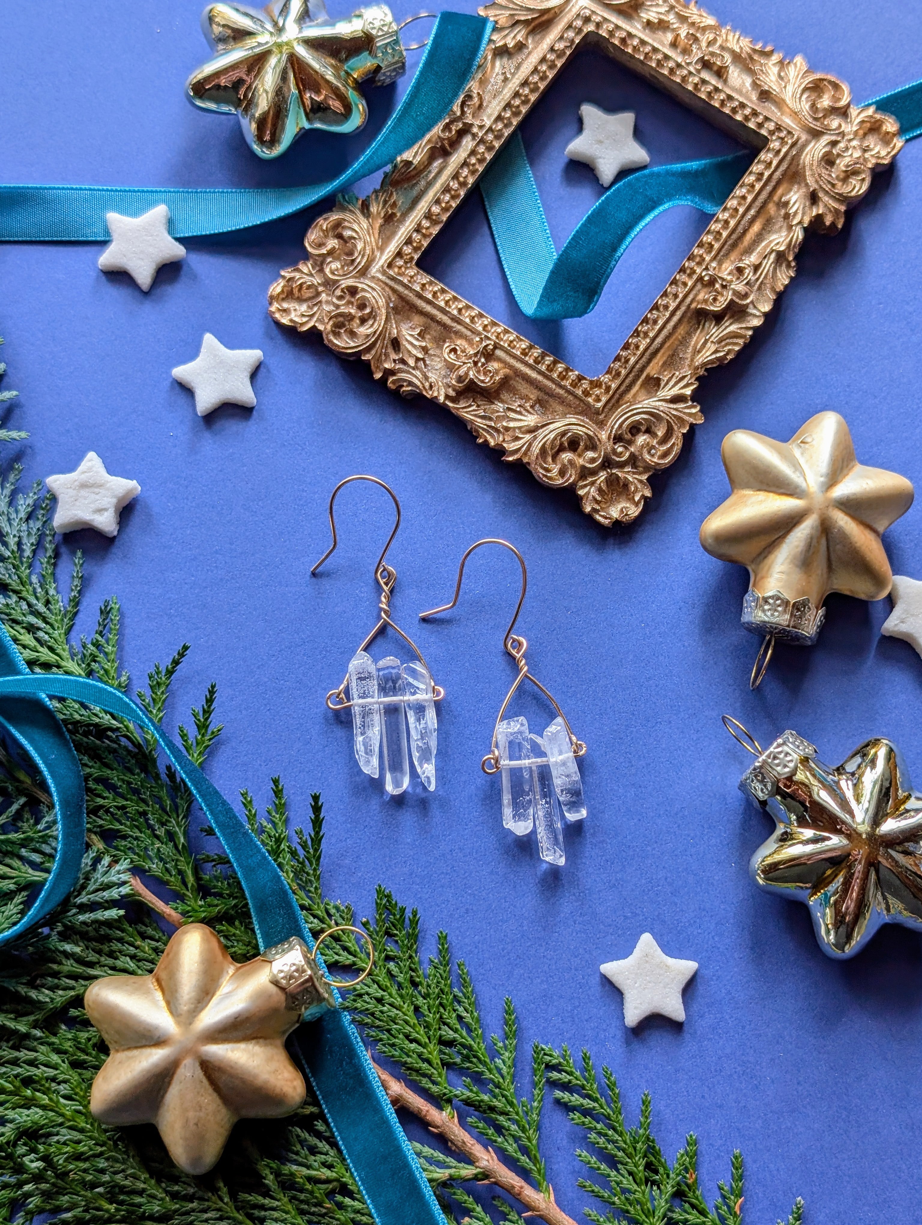 Firn Glacier - Ohrhänger mit Eiszapfen aus Quarzsplittern