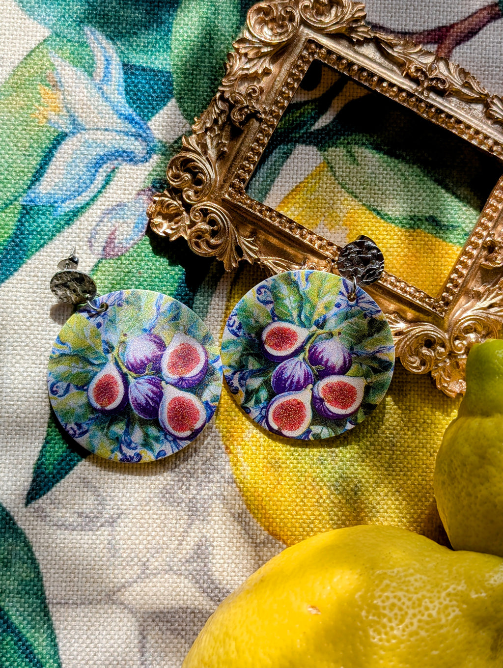 Profumo di fichi - Ohrringe aus Perlmutt mit Feigenmuster