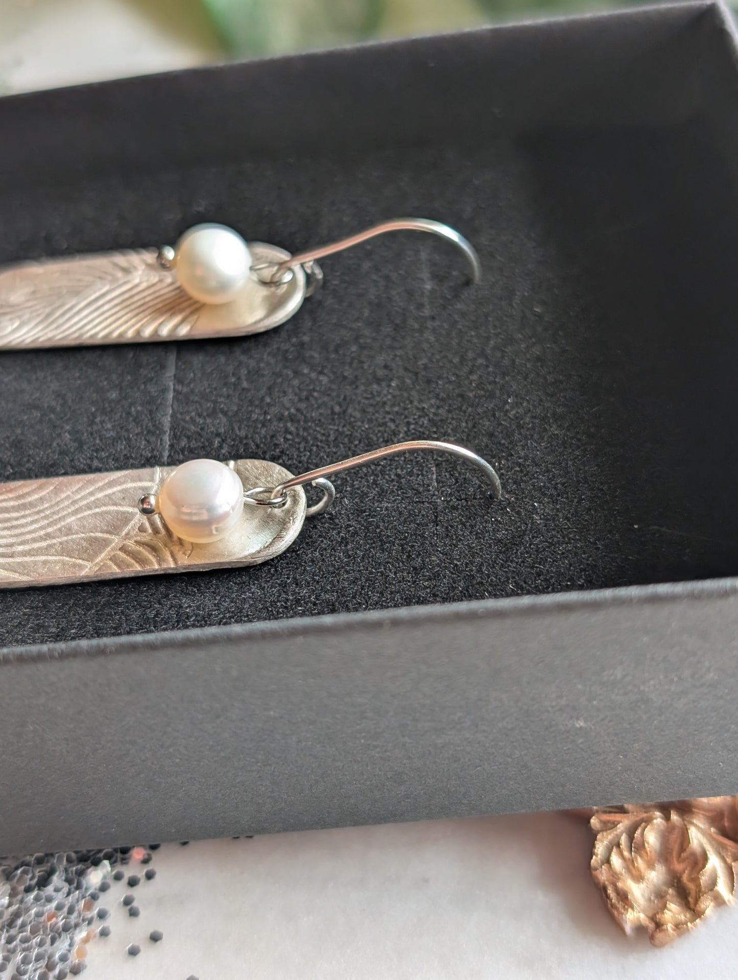 Boucles d'oreilles en argent fin 999 et perles d'eau douce