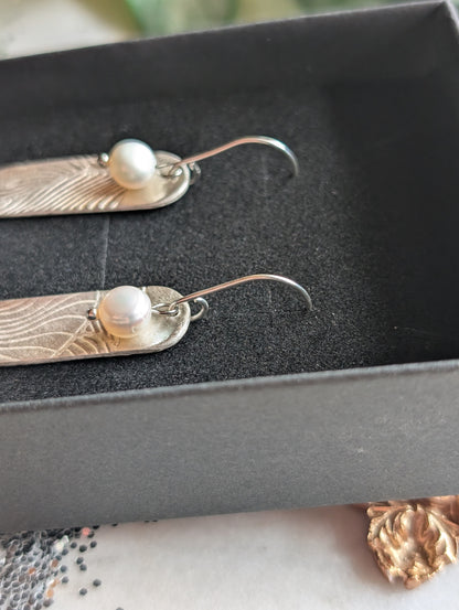 Boucles d'oreilles en argent fin 999 et perles d'eau douce