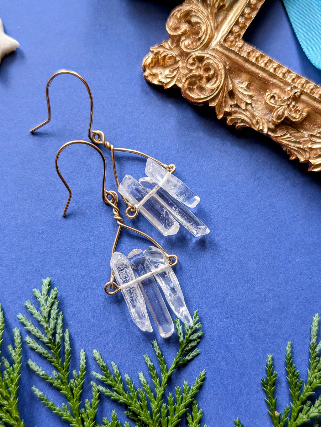 Firn Glacier - Ohrhänger mit Eiszapfen aus Quarzsplittern