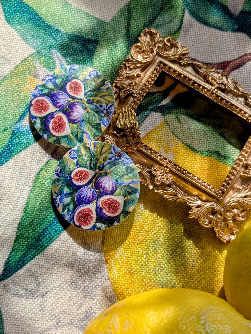 Profumo di fichi - Ohrringe aus Perlmutt mit Feigenmuster