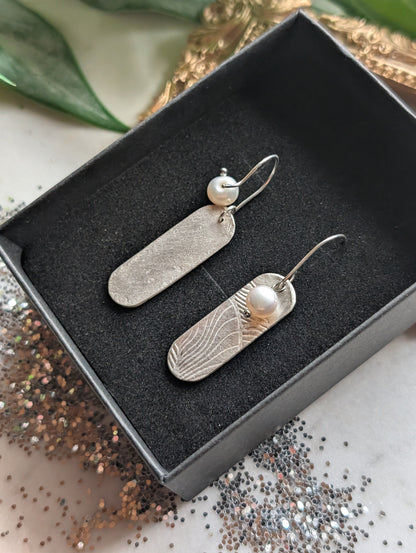 Boucles d'oreilles en argent fin 999 et perles d'eau douce