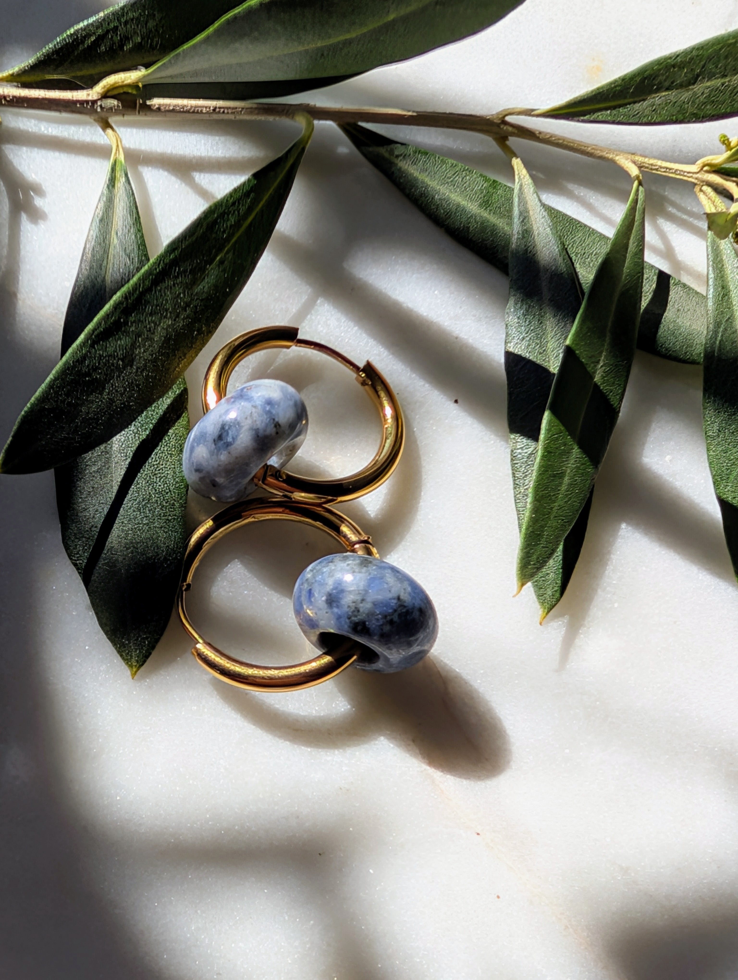 Creolen mit Edelstein Loop - Sodalith