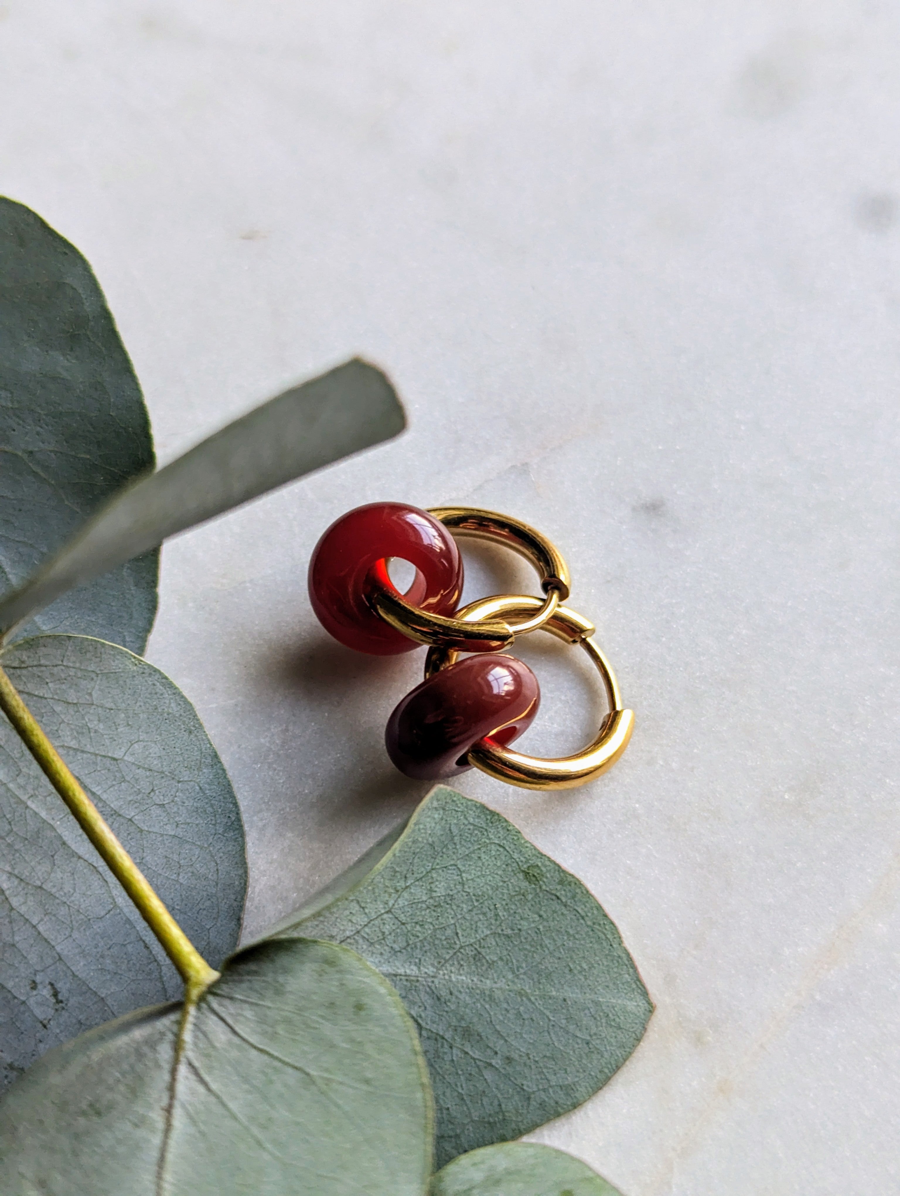 Creolen mit Edelstein Loop - Karneol