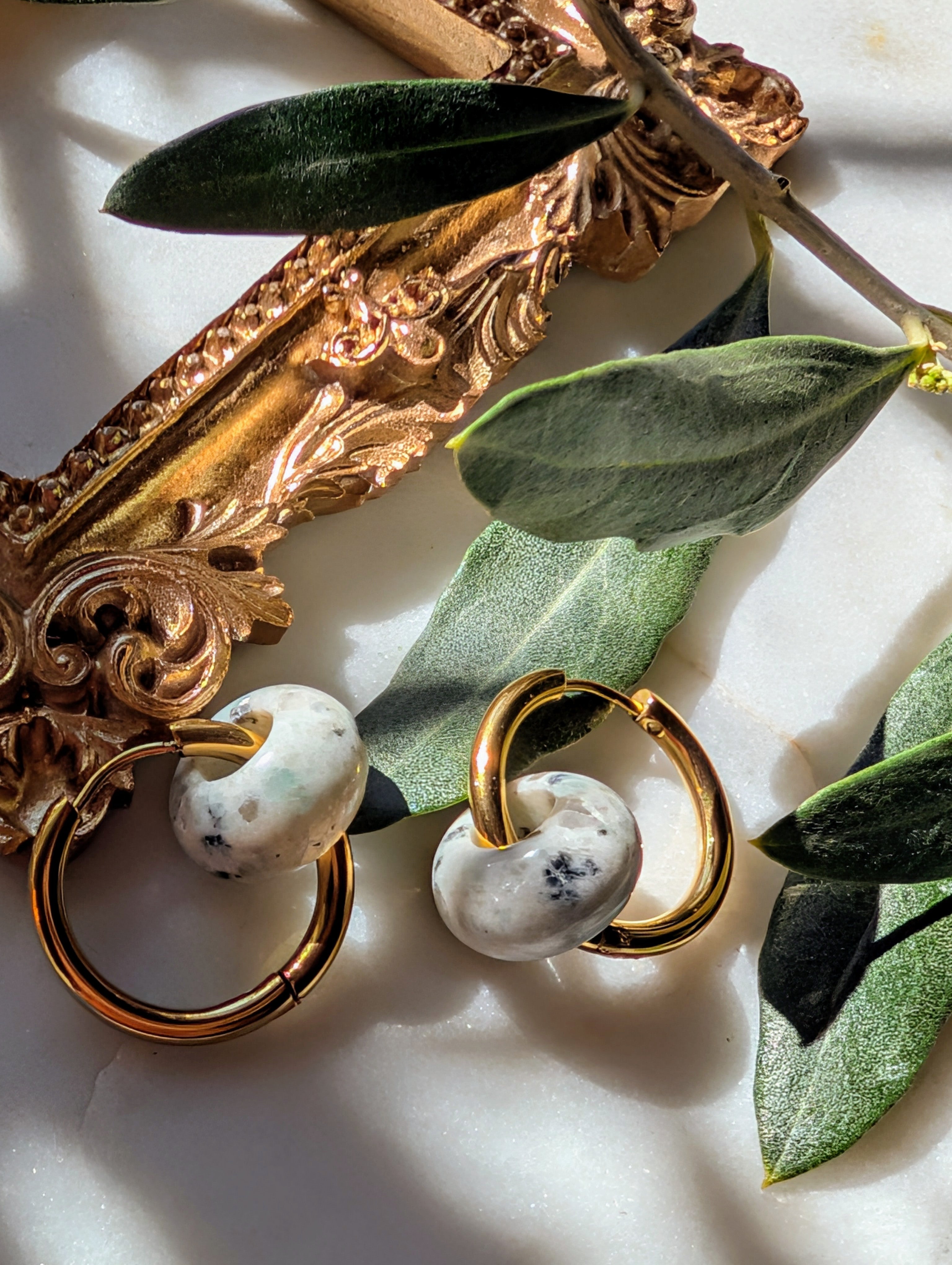 Creolen mit Edelstein Loop - Sesam Jaspis