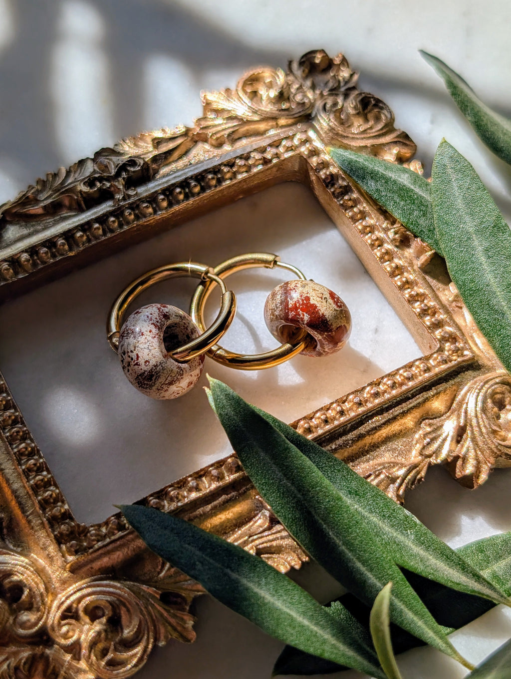 Creolen mit Edelstein Loop - Roter Jaspis