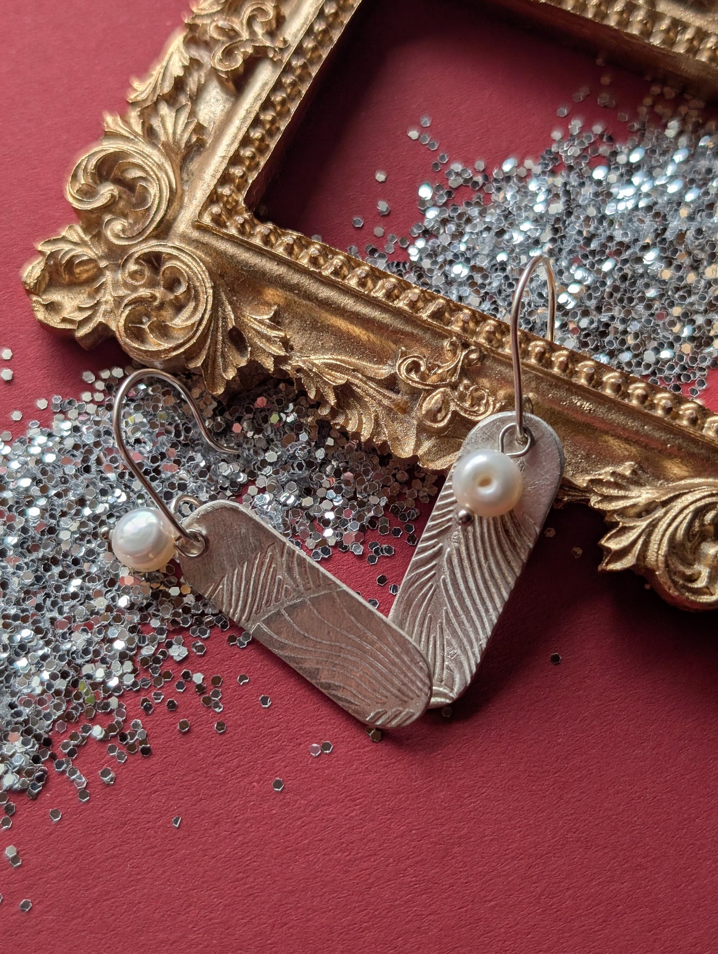 Boucles d'oreilles en argent fin 999 et perles d'eau douce