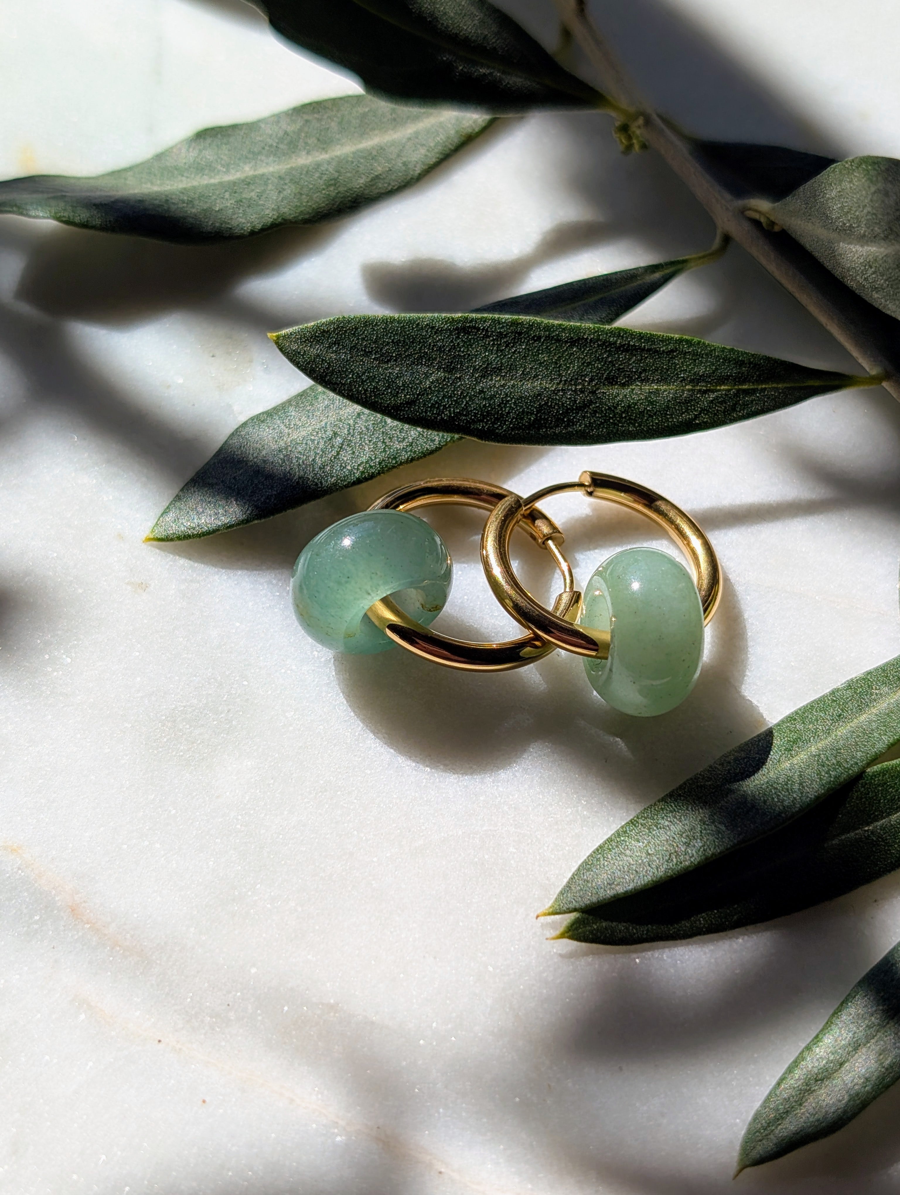 Creolen mit Edelstein Loop - Aventurin