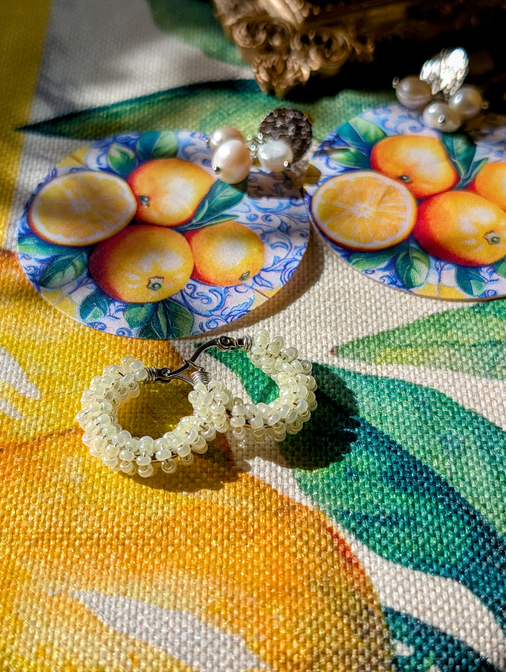 Luce di Amalfi – „Das Licht von Amalfi“ - Ohrringe aus Perlmutt mit Zitronenmuster