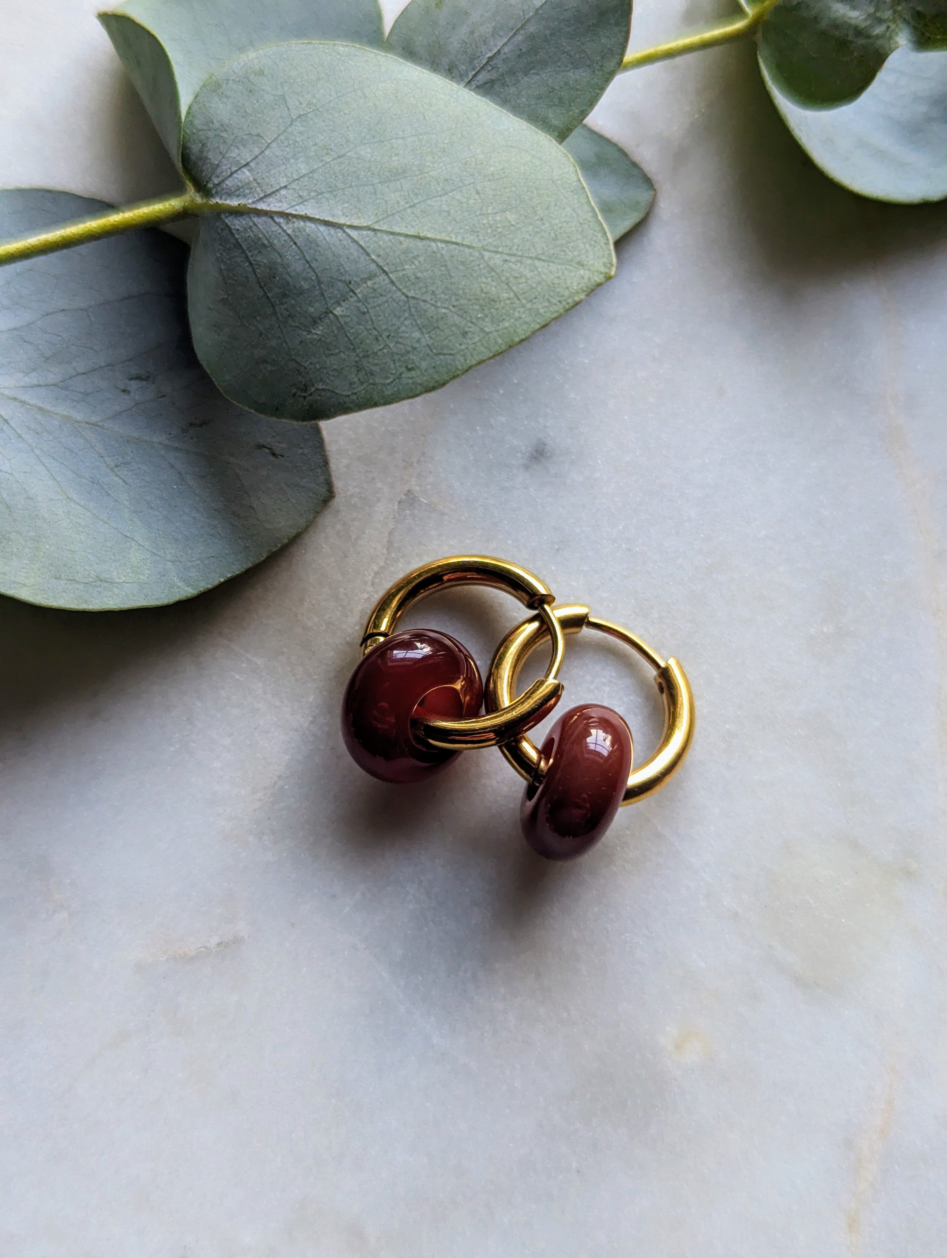 Creolen mit Edelstein Loop - Karneol