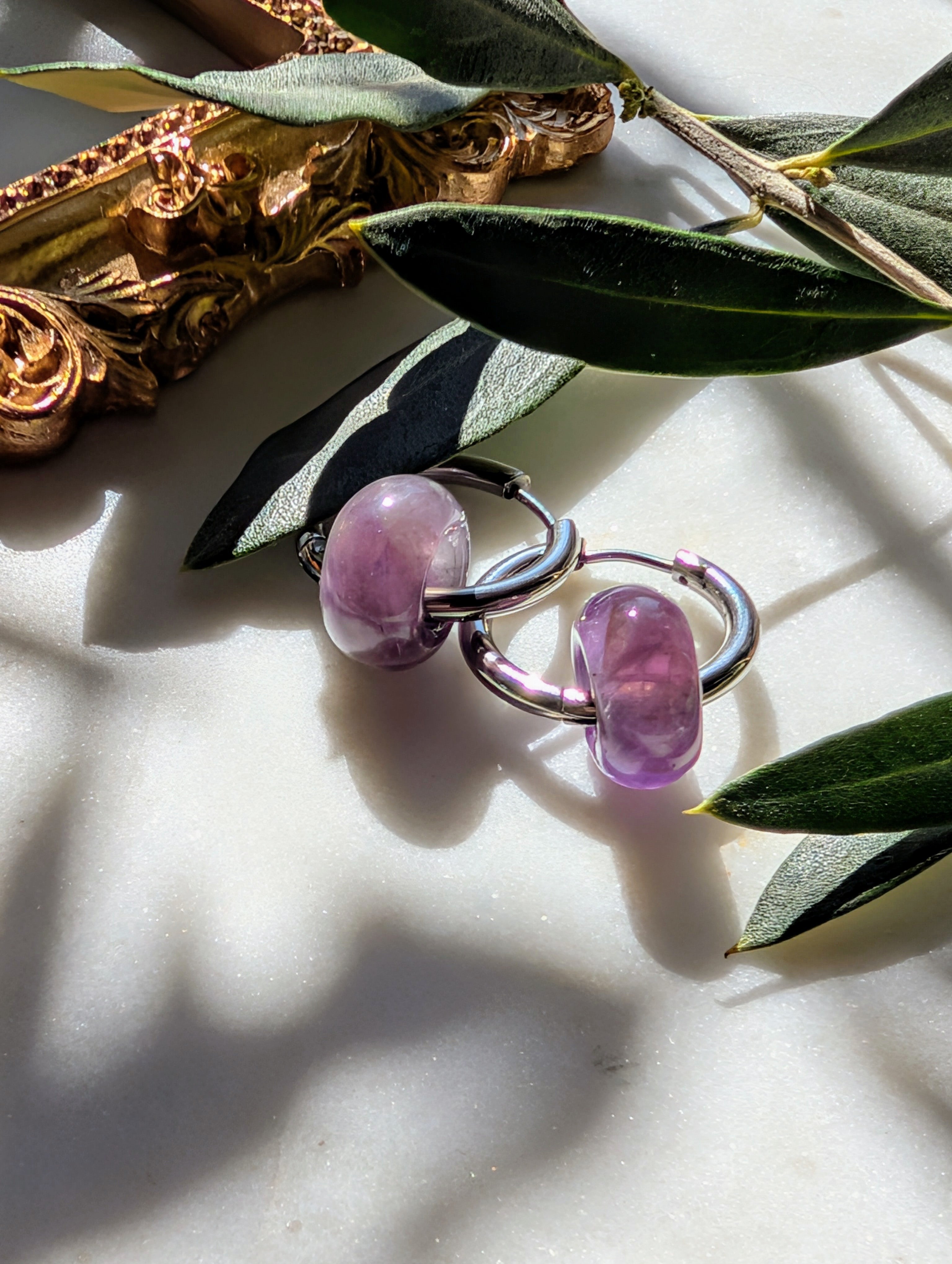 Creolen mit Edelstein Loop - Amethyst