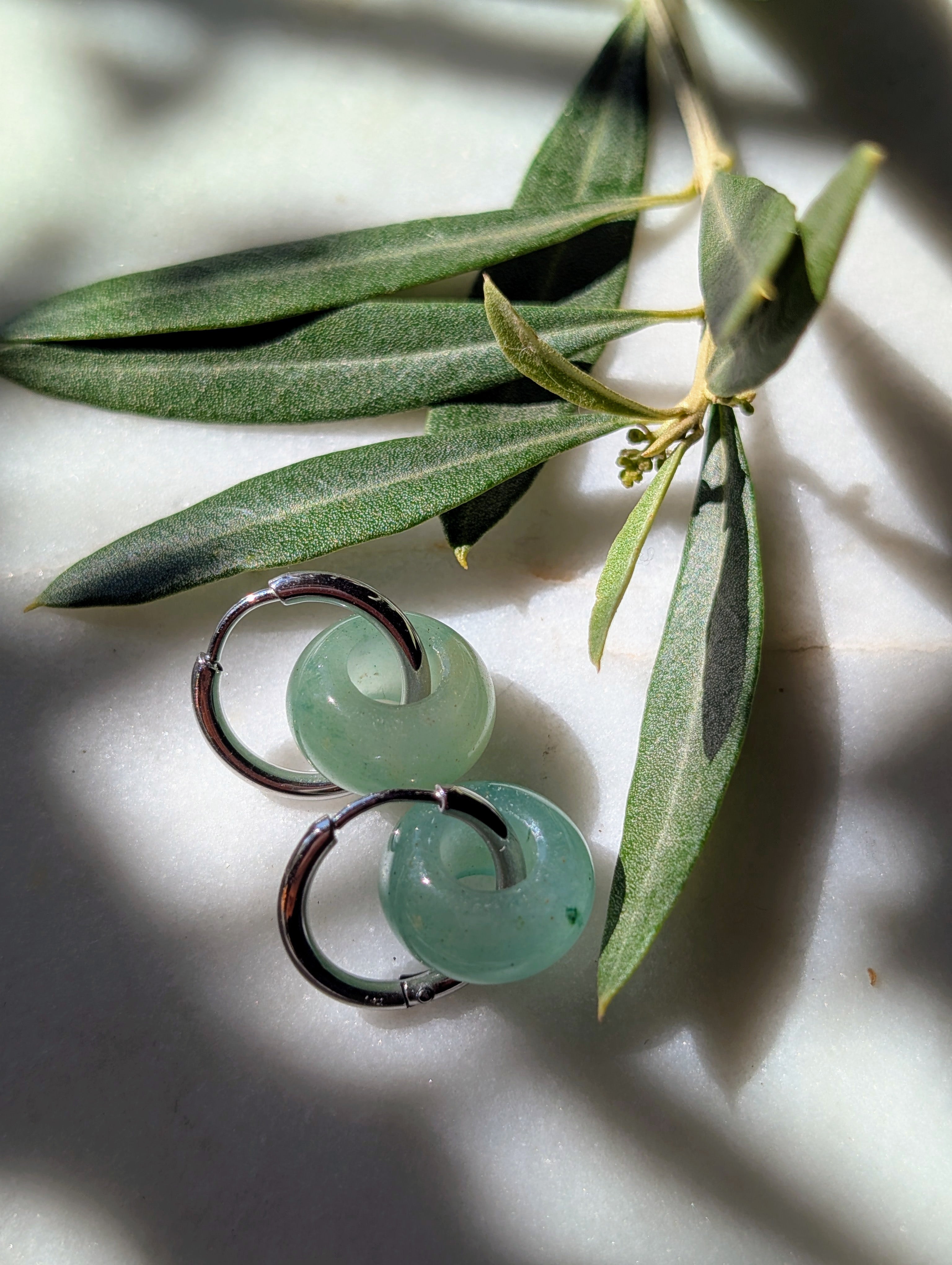 Creolen mit Edelstein Loop - Aventurin