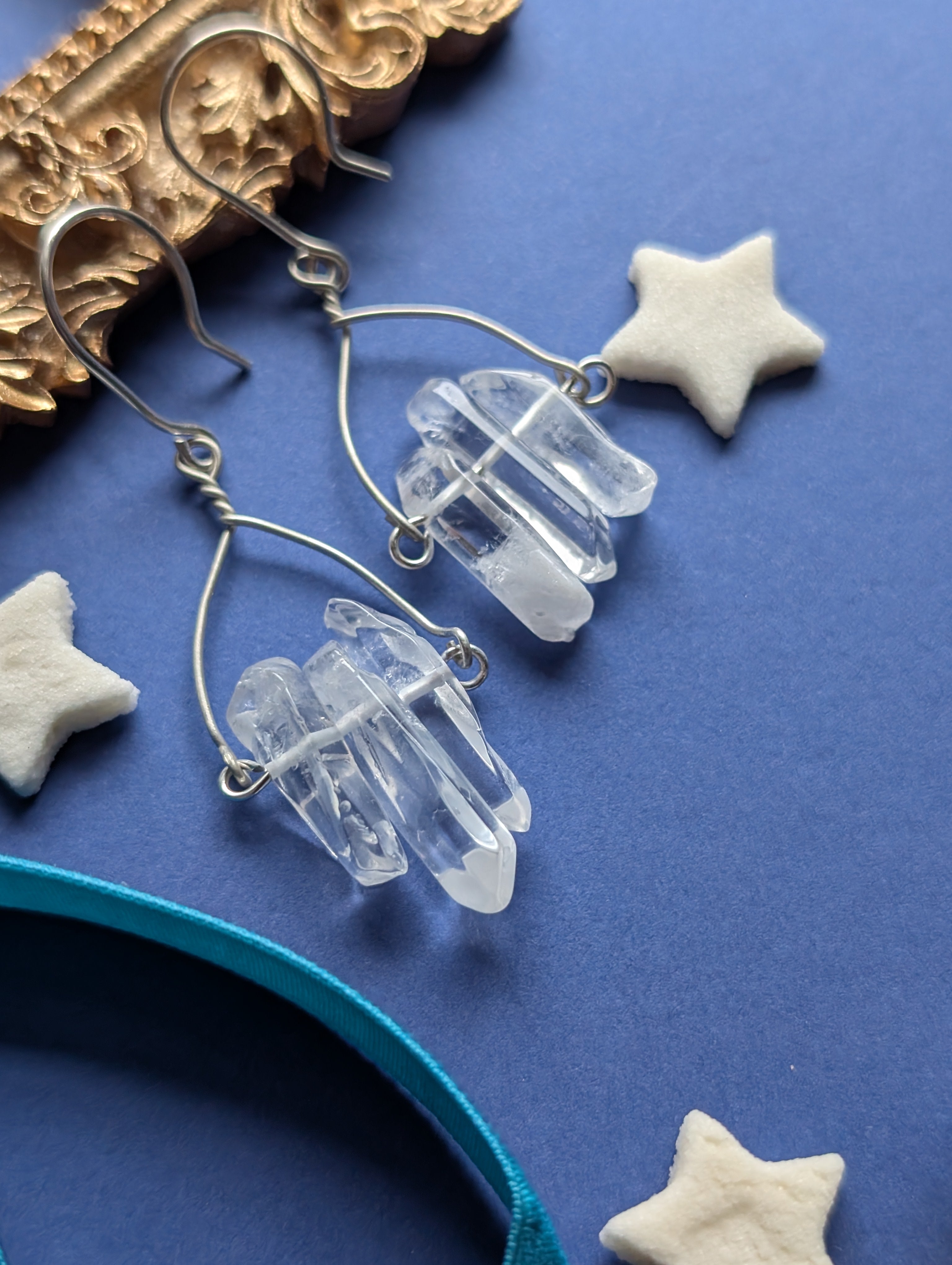 Firn Glacier - Ohrhänger mit Eiszapfen aus Quarzsplittern