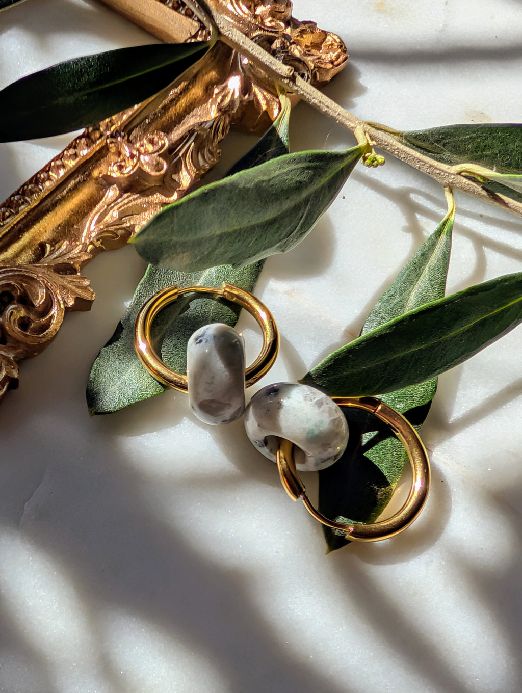 Creolen mit Edelstein Loop - Sesam Jaspis