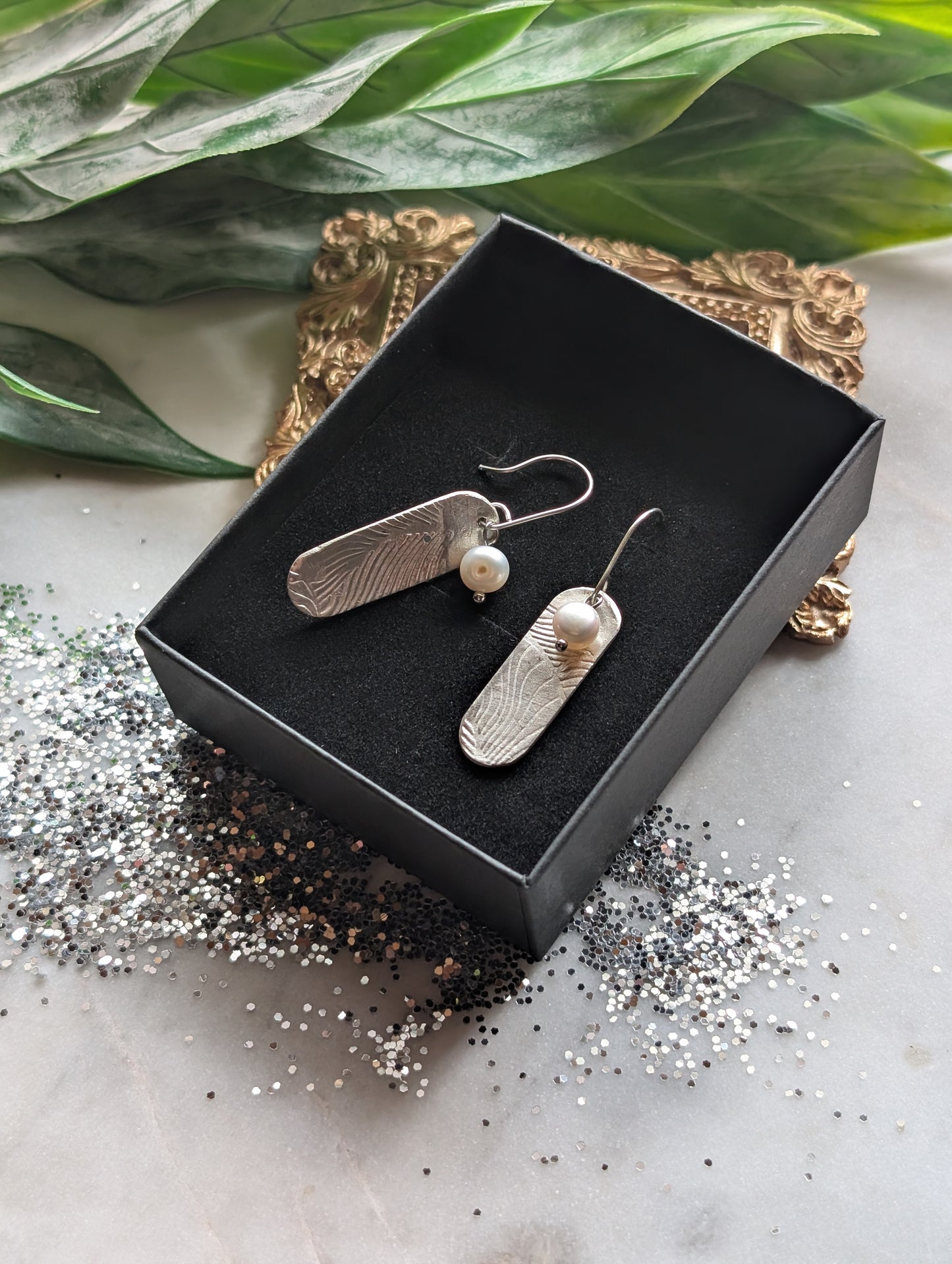 Boucles d'oreilles en argent fin 999 et perles d'eau douce