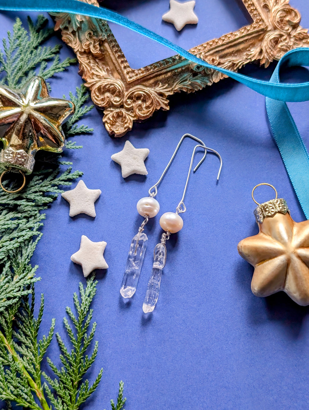 Istapp Pearl - Ohrhänger mit Quarz und  Perle