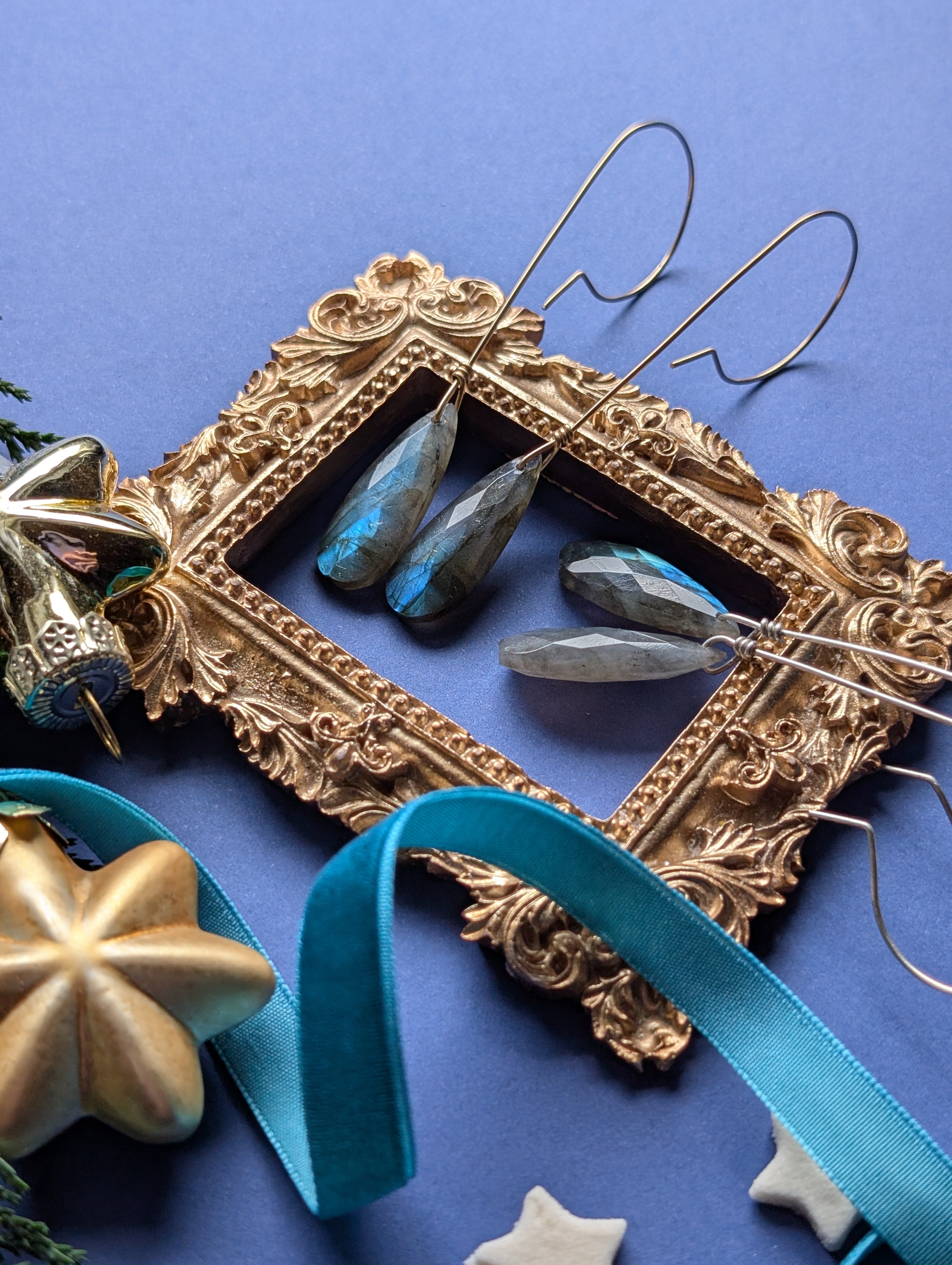 Ohrhänger "Velvet Briolettes" - Lange Ohrhänger mit Labradorit